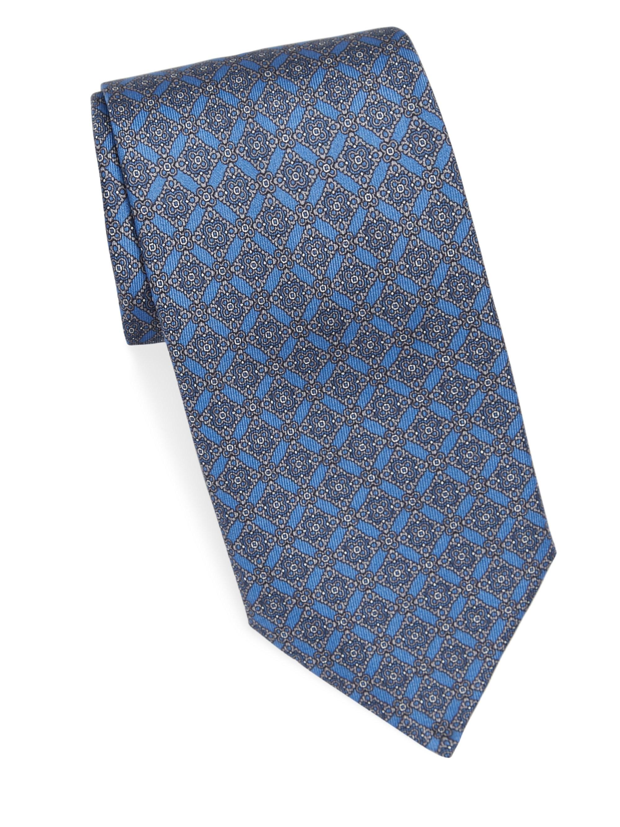 Brioni Men's Diamond Medallion Silk Tie Blue for Men Lyst