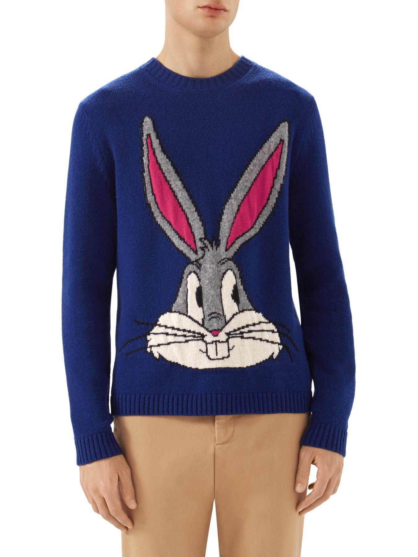 Gucci Bugs Bunny Wool Knit Sweater in Blue for Men - Lyst