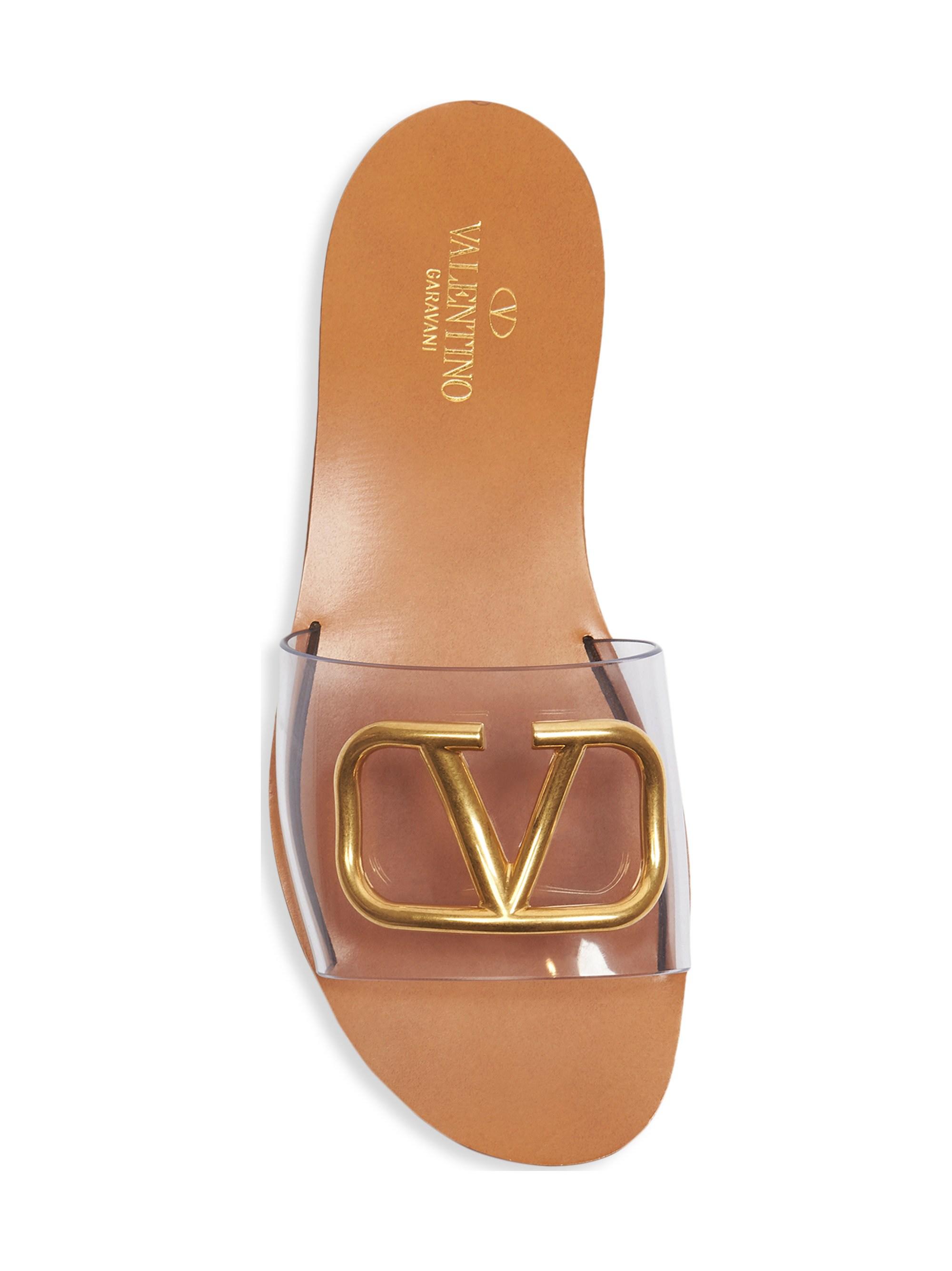 Valentino Synthetic Transparent Logo Slide Sandals | Lyst