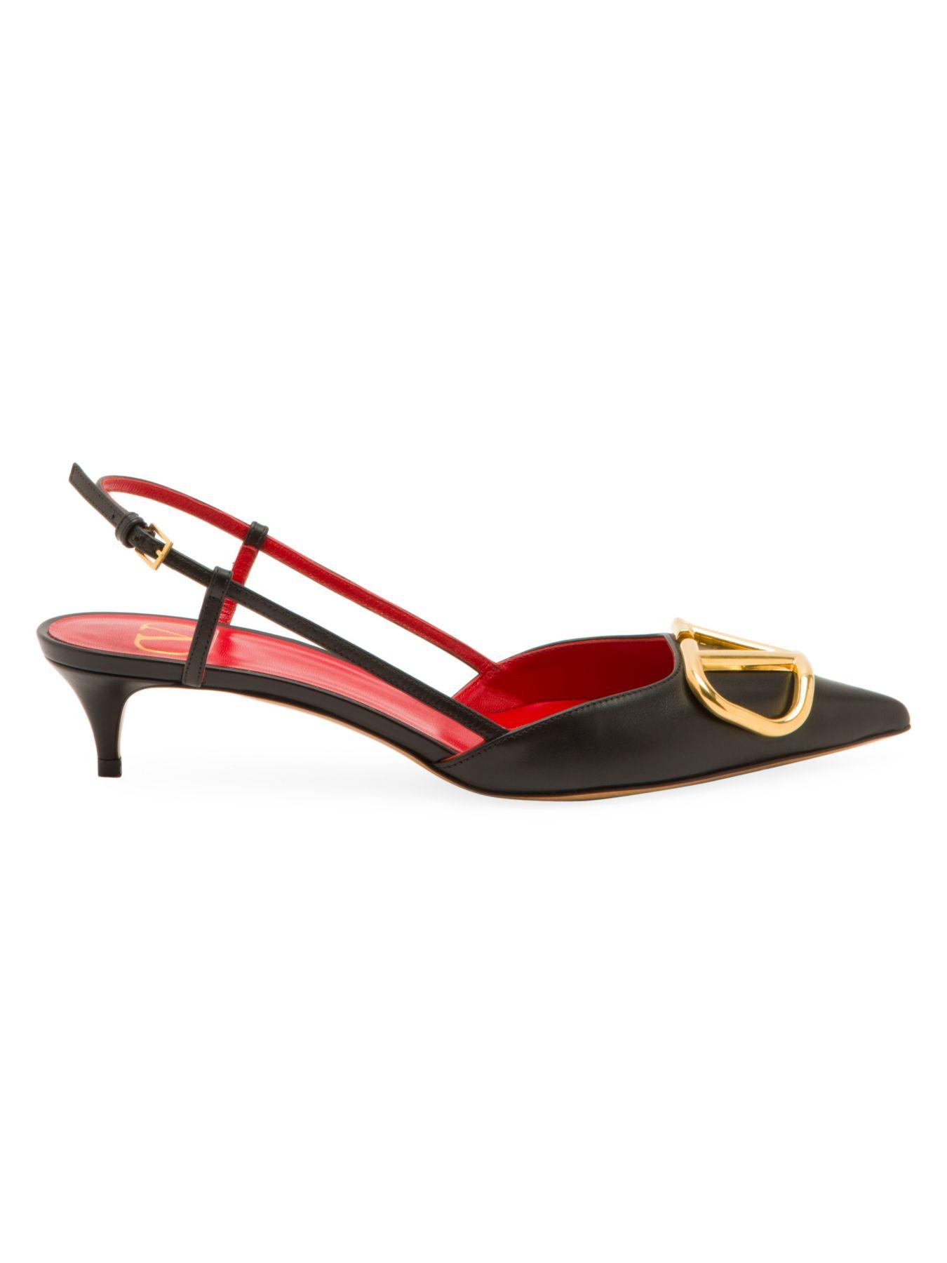 leather sling back pumps