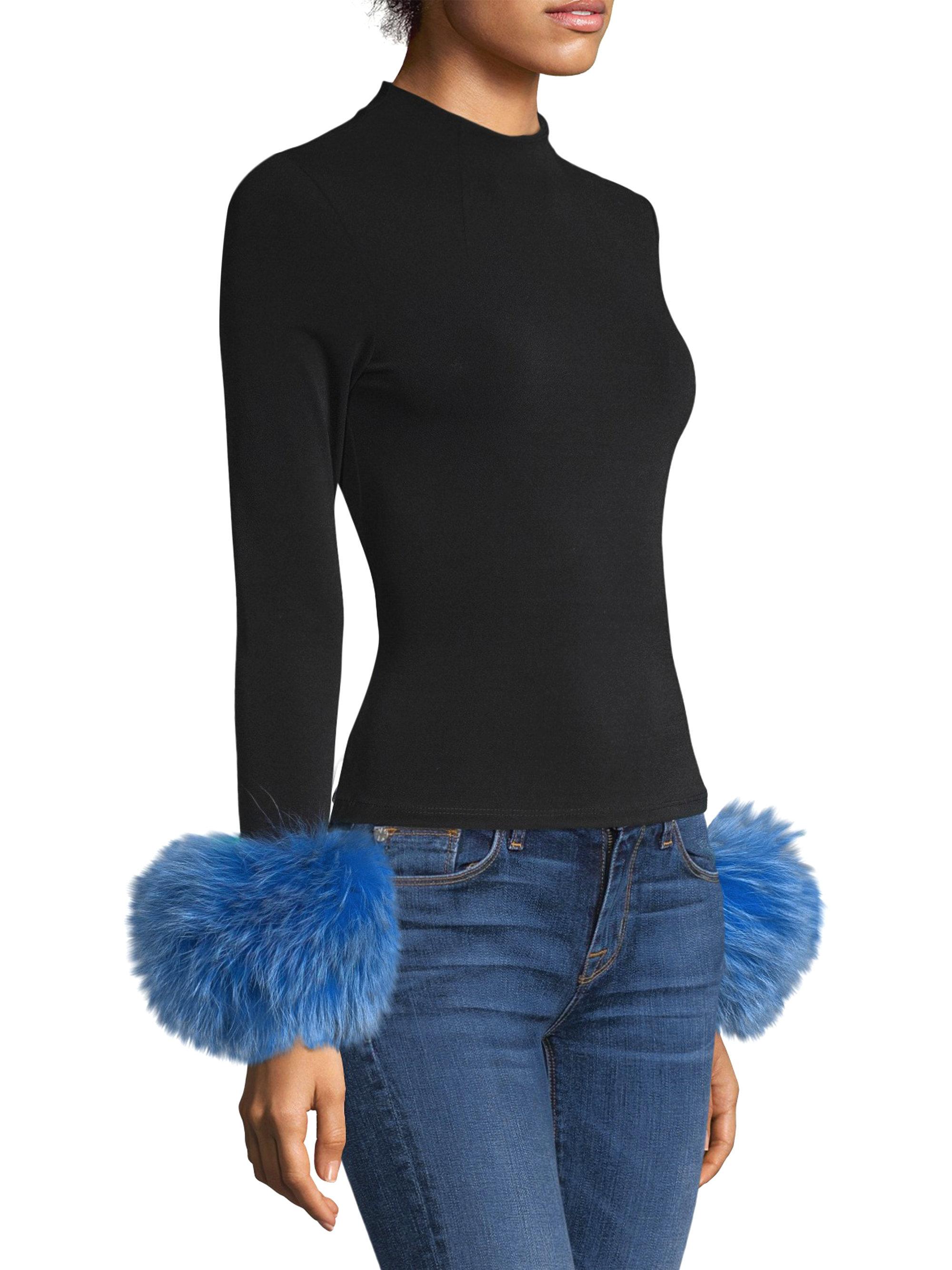 top with fur cuffs