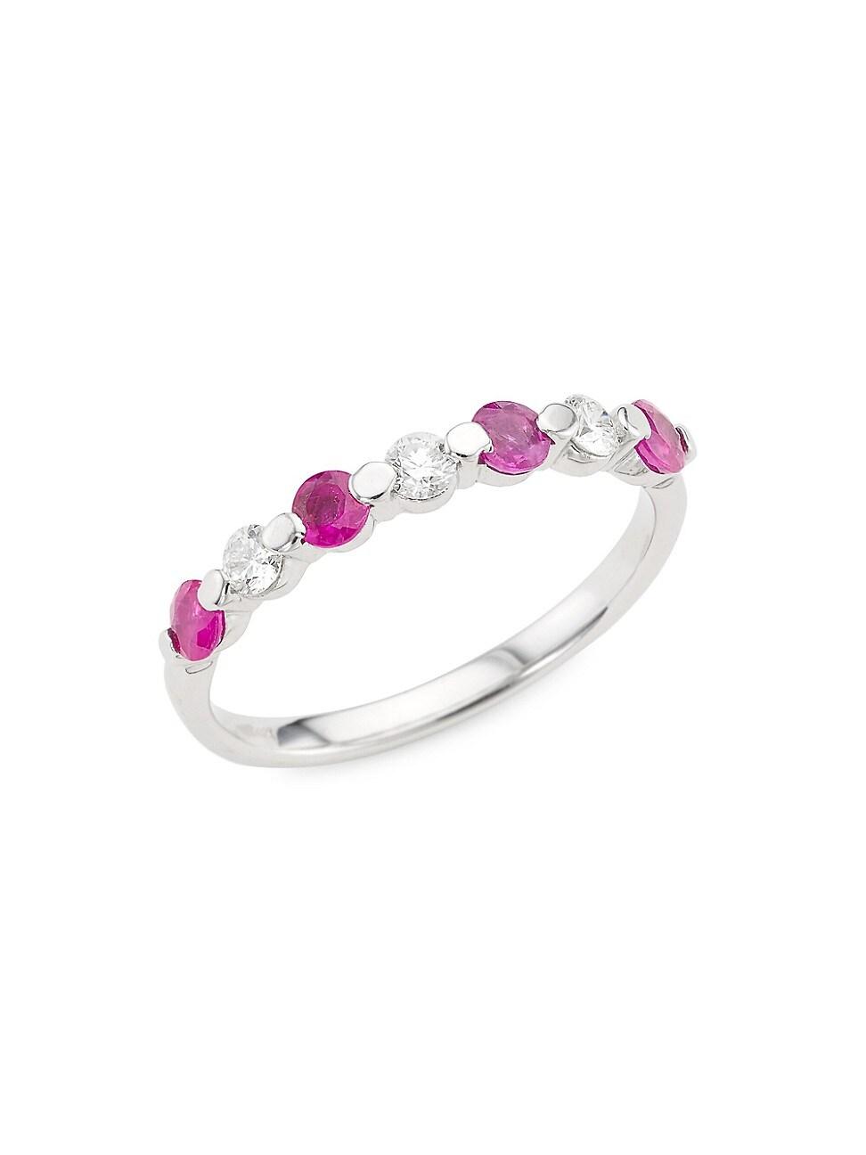 Saks Fifth Avenue 14k White Gold, Ruby & 0.22 Tcw Diamond Ring in Pink ...