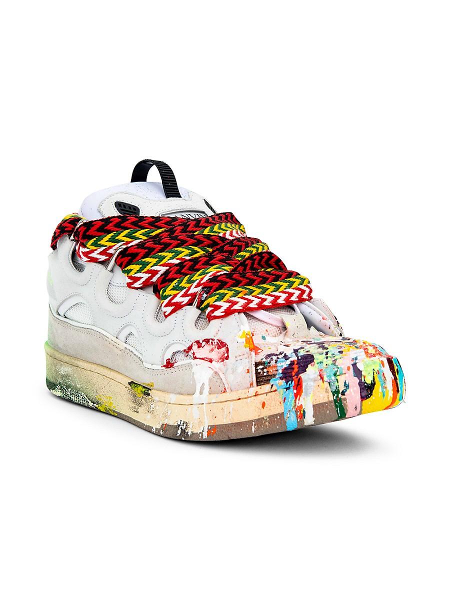 Lanvin Lanvin Gallery Dept. X Painted Leather Curb Sneakers for 