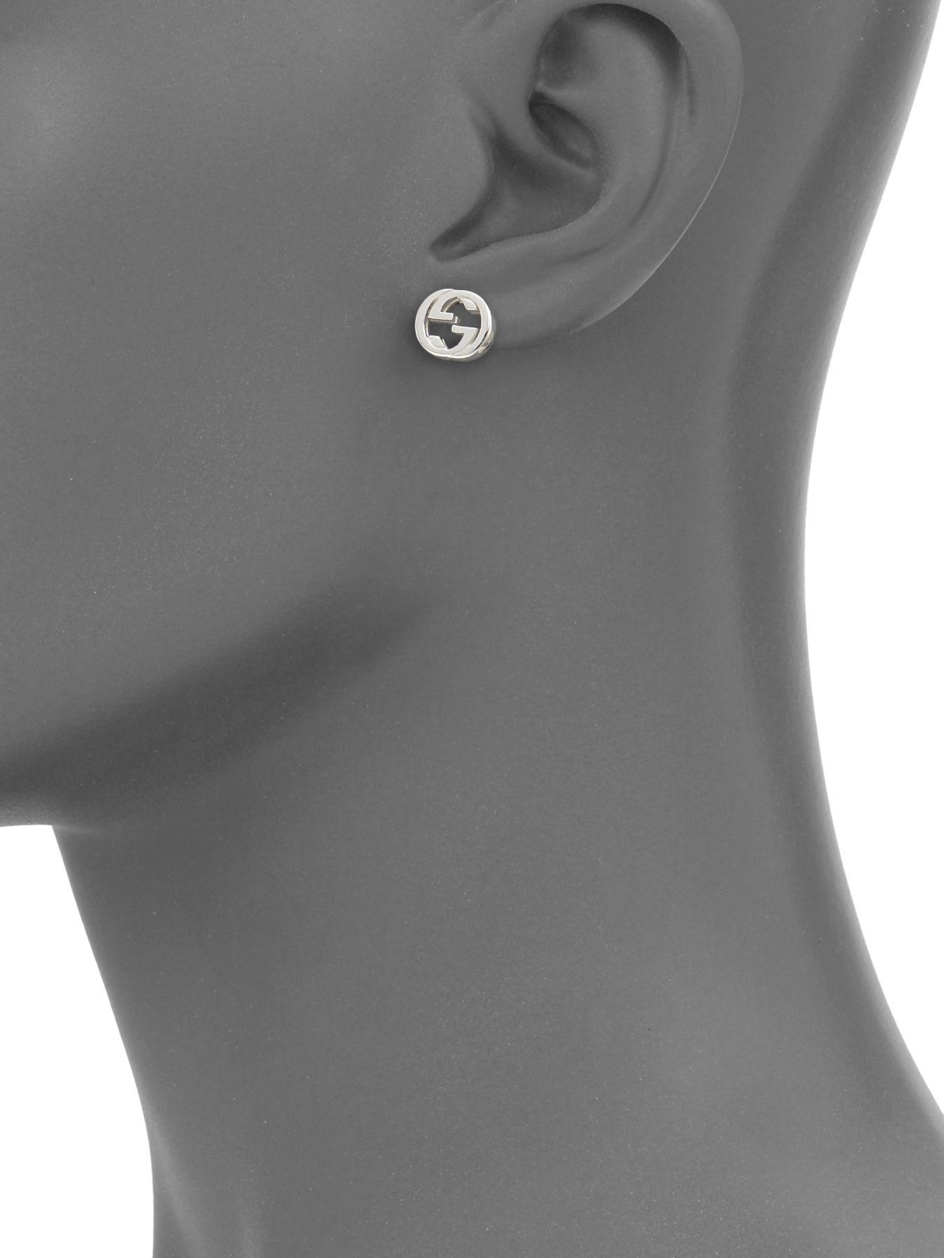 Gucci Silver Interlocking G Stud Earrings in Metallic - Lyst