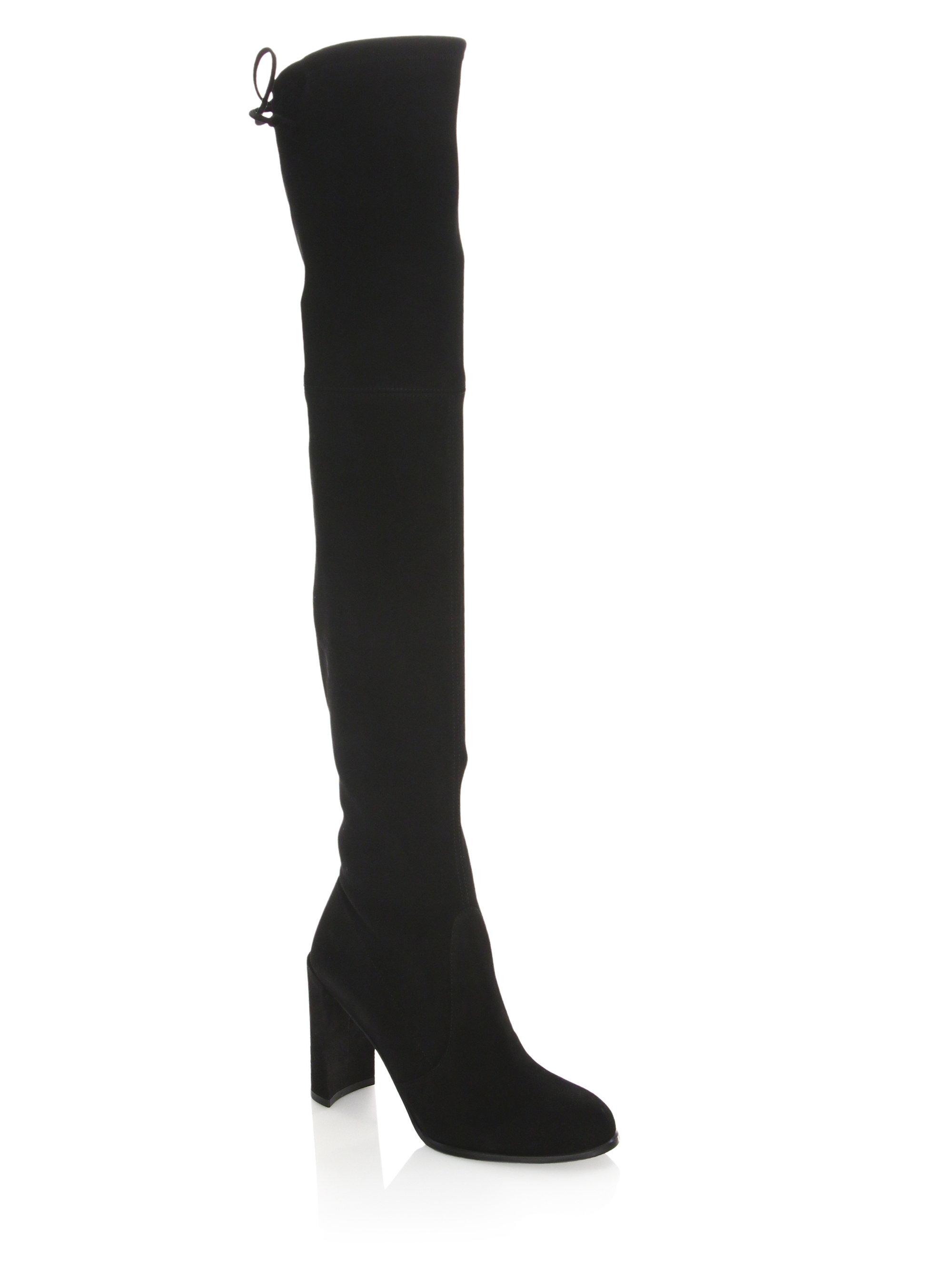 Stuart Weitzman Hiline Velvet Over-the-knee Boots in Black - Lyst