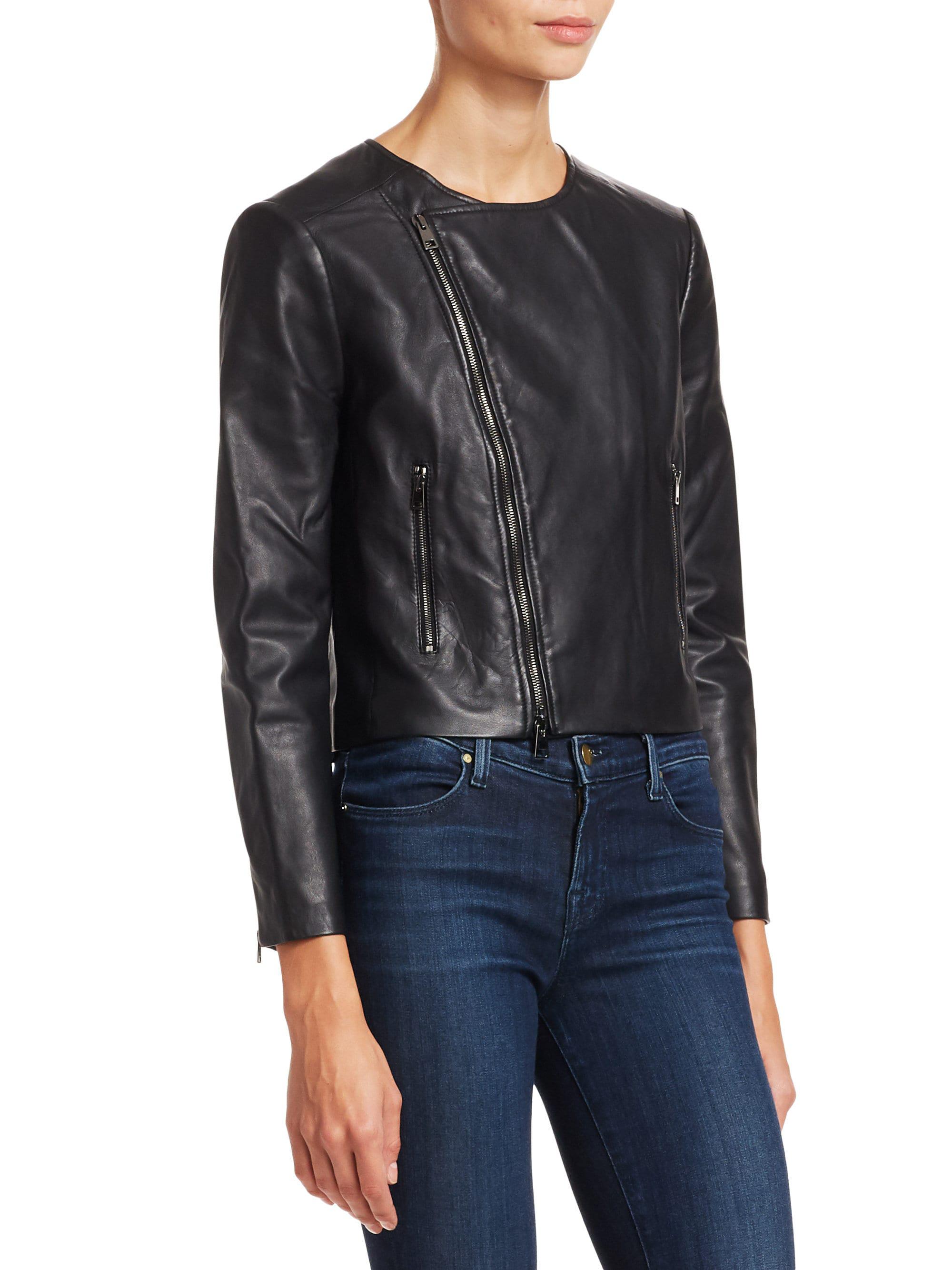 Theory Clean Leather Moto Jacket in Black - Lyst