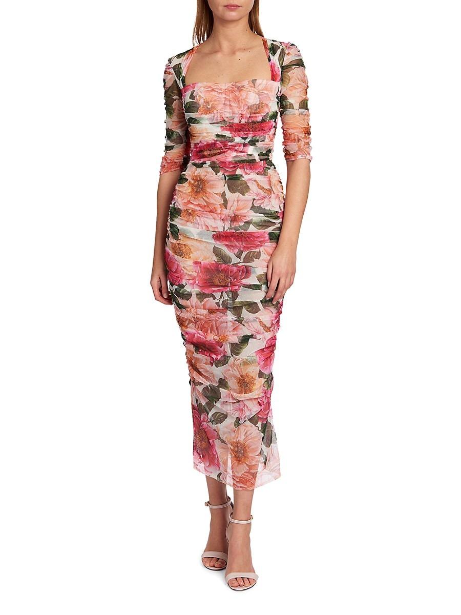 Dolce ☀ Gabbana Floral Tulle Ruched ...