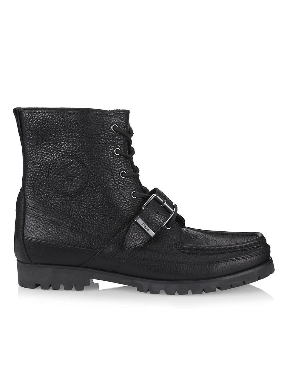 Polo Ralph Lauren Ranger Tumbled Leather Boots in Black for Men | Lyst