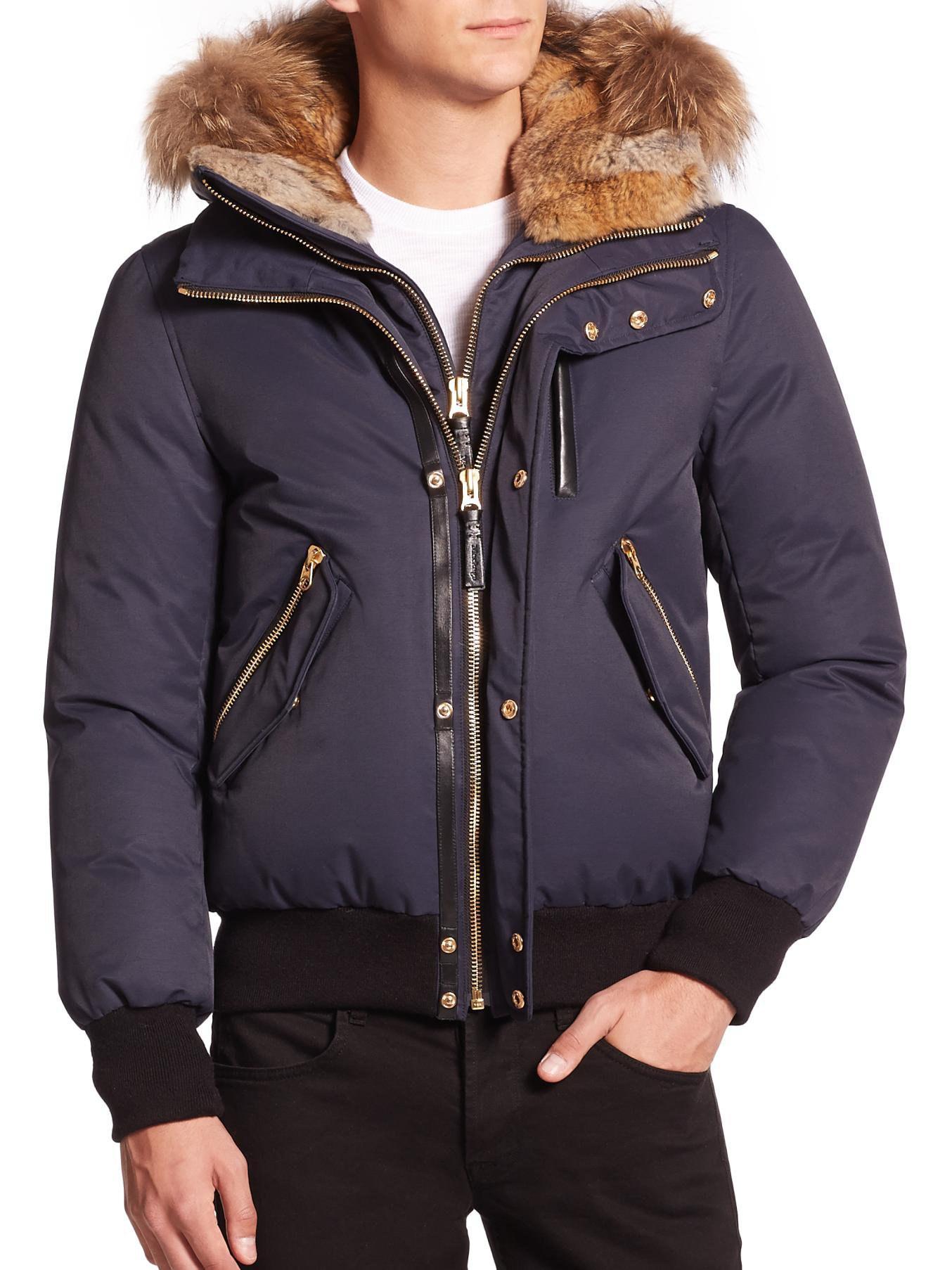 Mackage Dixon FurTrimmed Bomber Jacket in Navy (Blue) for Men Lyst