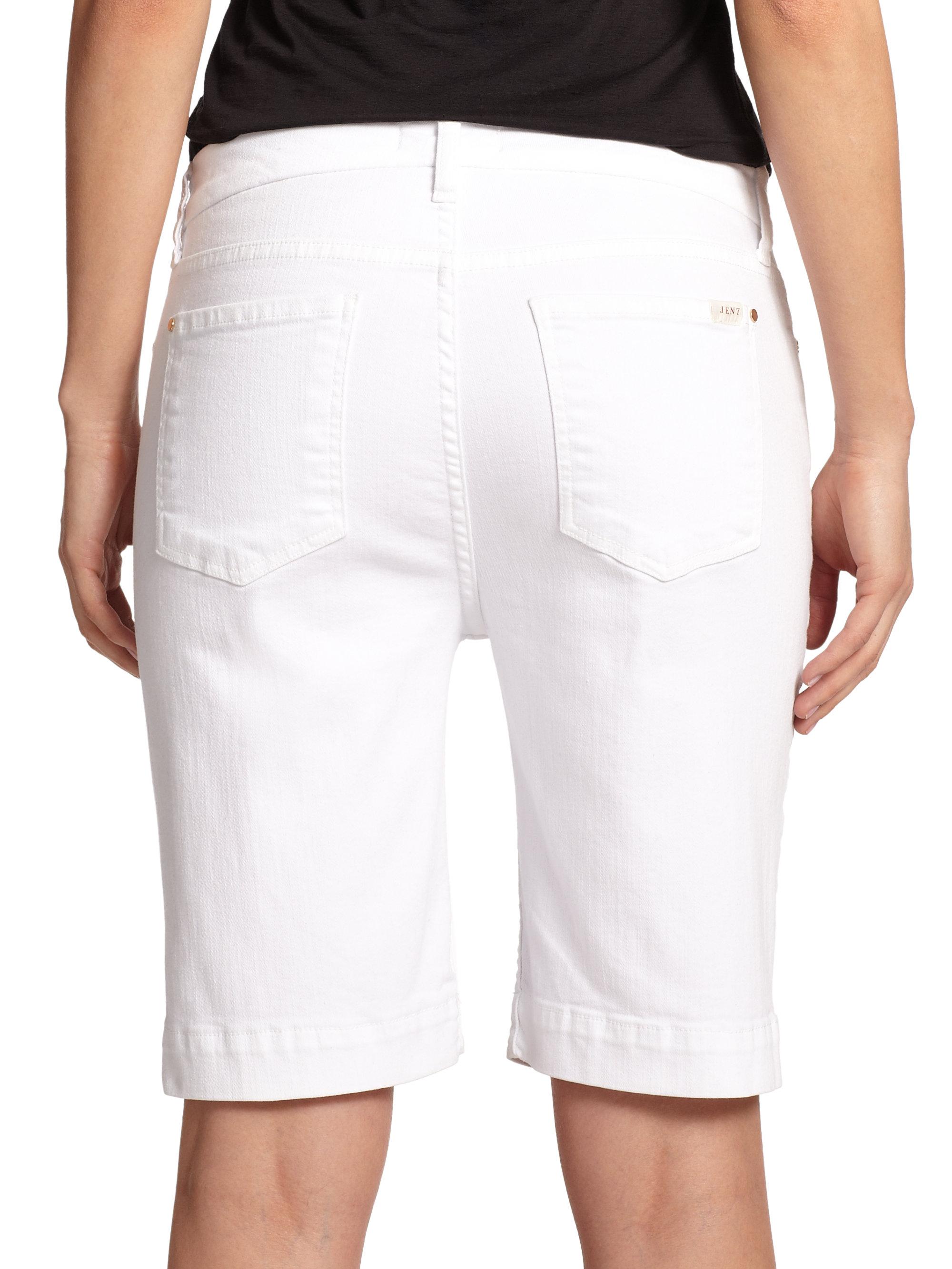 7 For All Mankind Denim Bermuda Shorts in White Denim (White) - Lyst