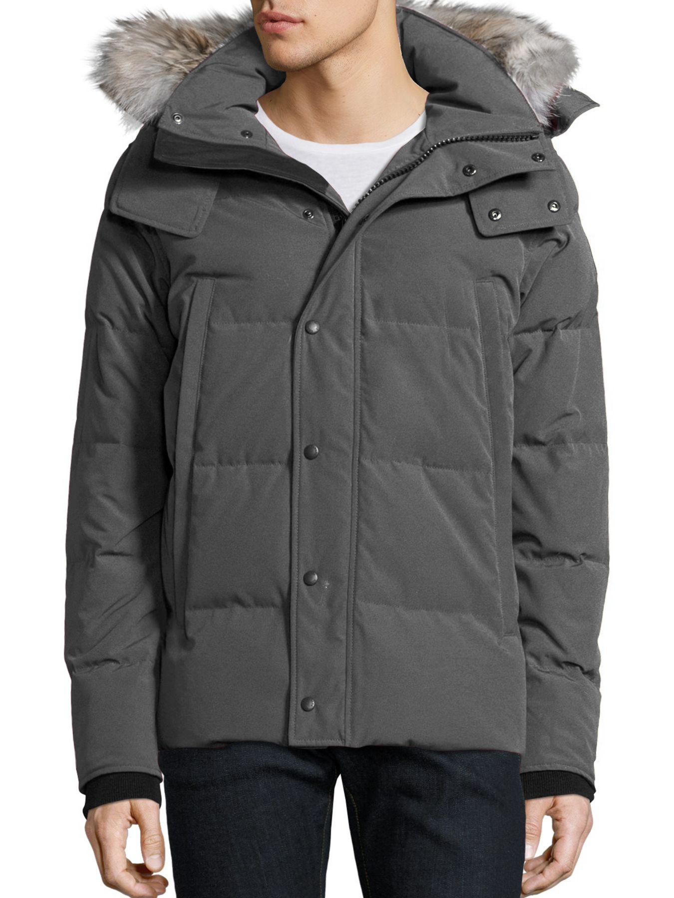 Canada Goose Wyndham Coyote Fur-trim Down Parka in Graphite (Gray) for ...
