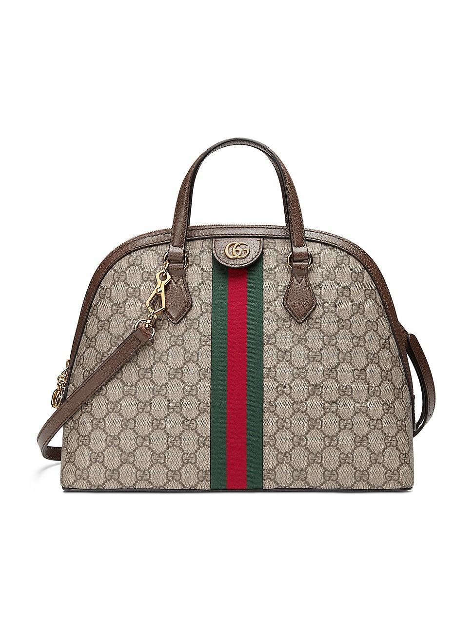 Gucci Wool Ophidia GG Medium Top Handle Bag in Brown | Lyst