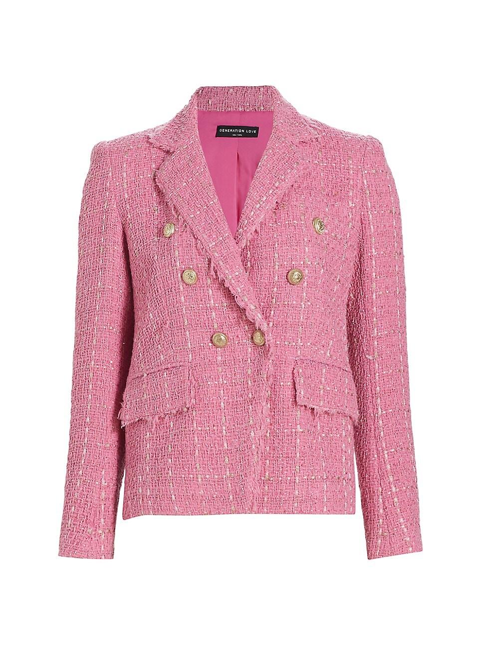 Generation Love Eliza Double-breasted Tweed Blazer in Pink | Lyst