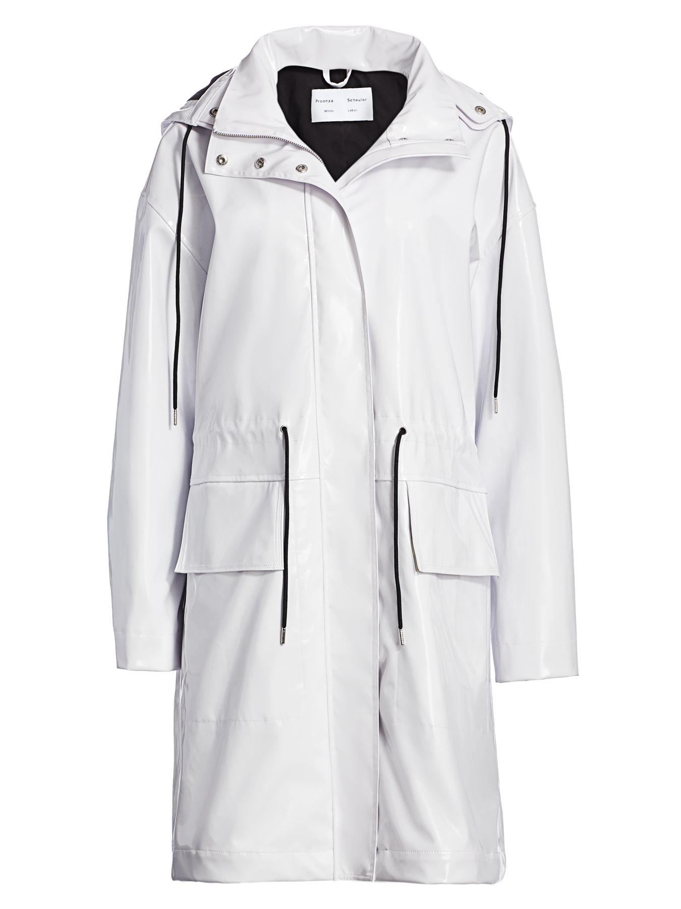 PROENZA SCHOULER WHITE LABEL Glossy Hooded Raincoat in White Save 73 Lyst