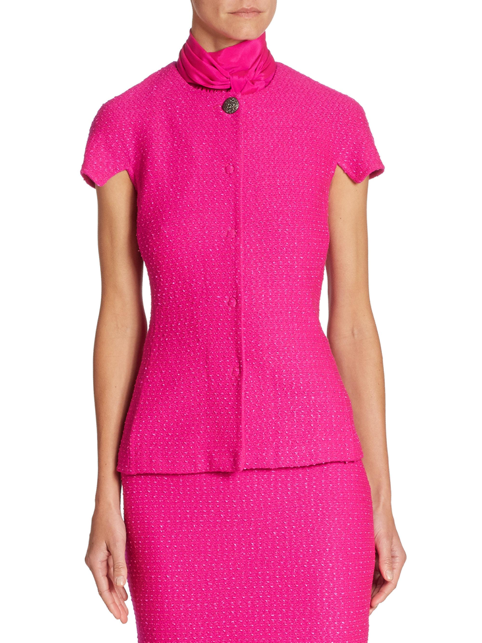 Lyst St. John Short Sleeve Knit Jacket in Pink