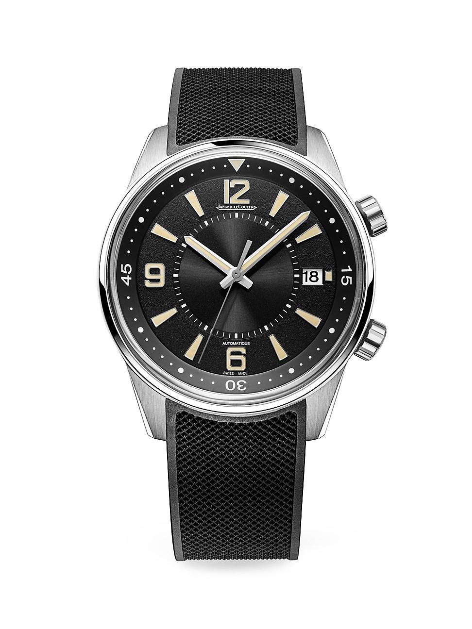 Jaegerlecoultre Polaris Stainless Steel & Rubber Strap Watch in Black
