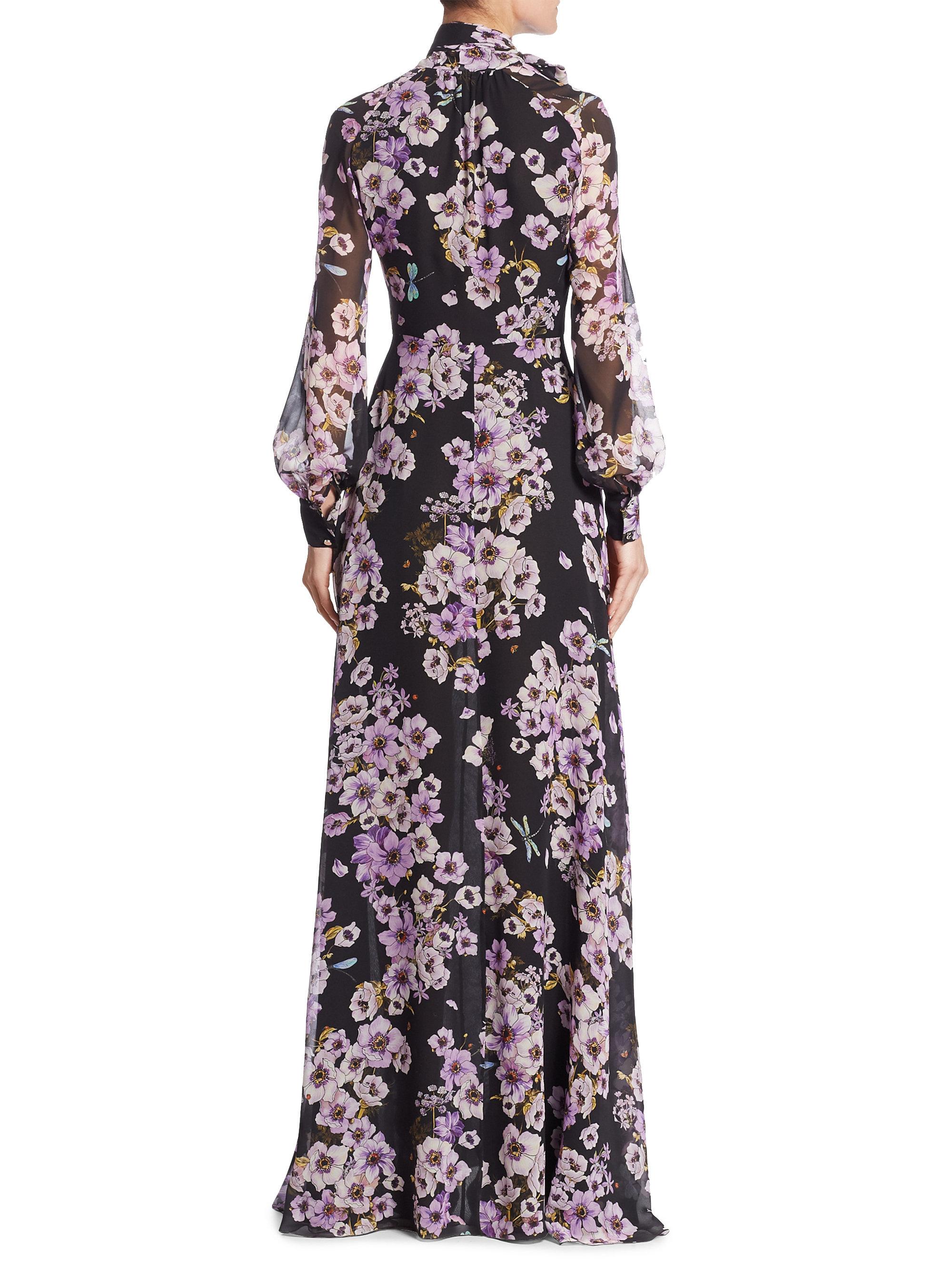 Lyst - Giambattista Valli Anemone Floral Silk Maxi Dress in Black