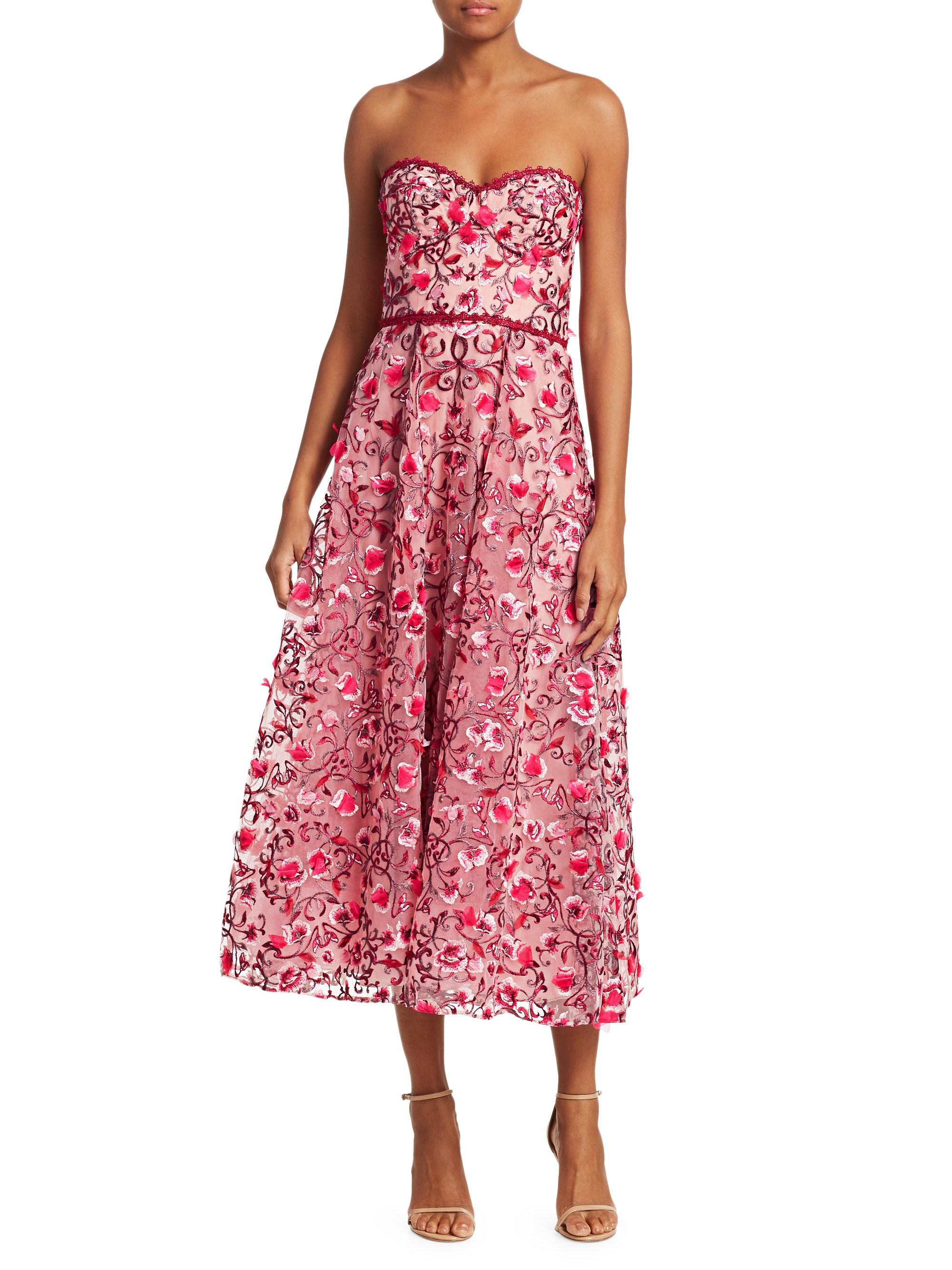 strapless floral gown