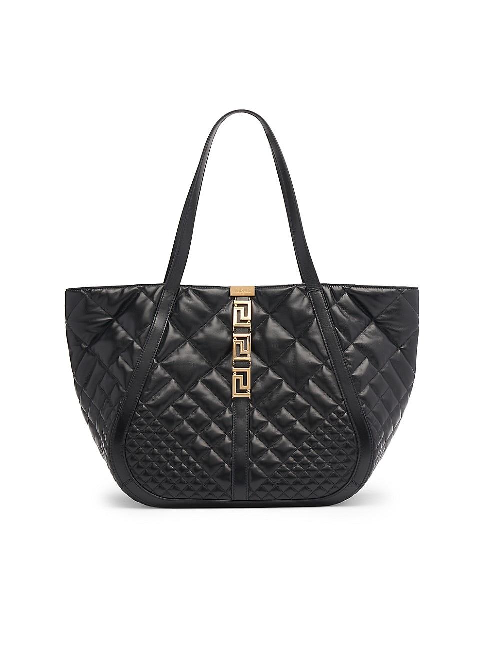 Versace Large Quilted Leather Tote Bag in Black Lyst