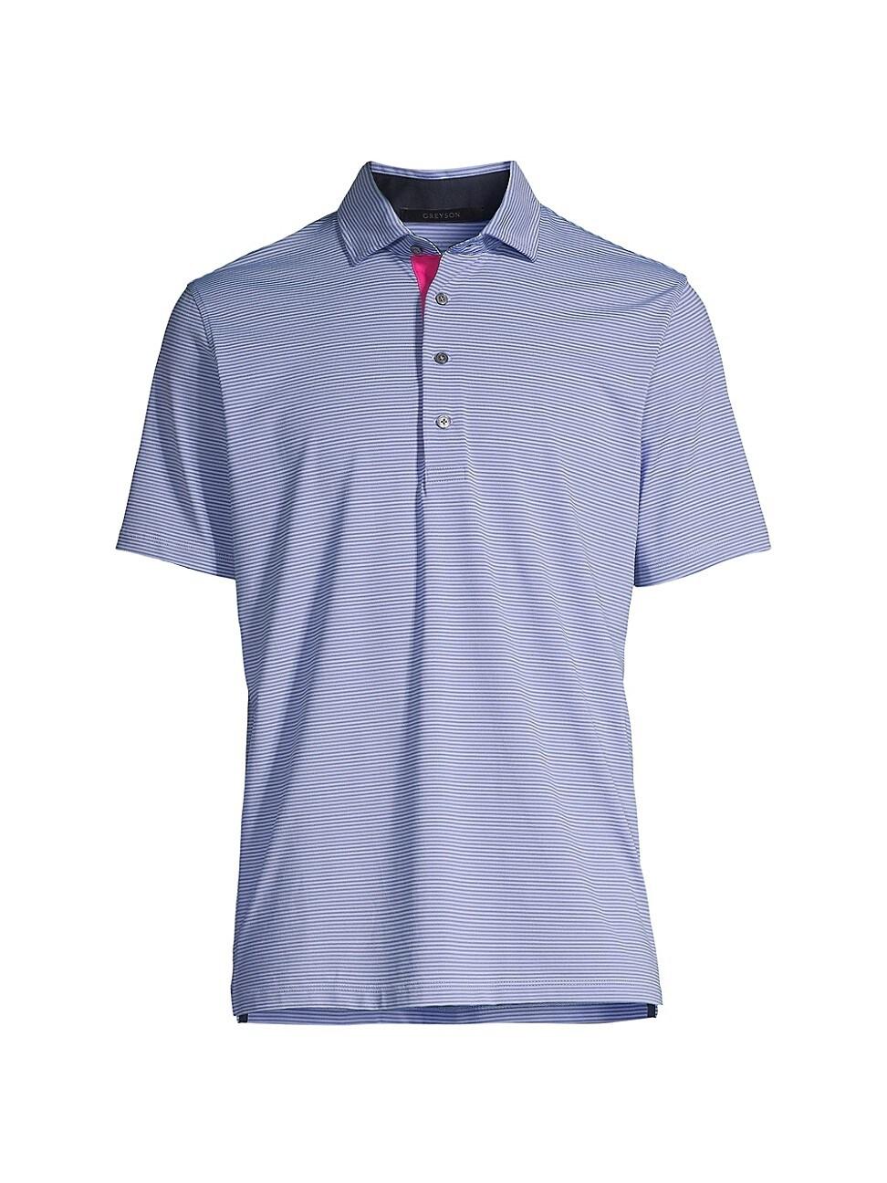 Greyson Saranac Pinstriped Polo Shirt in Blue for Men Lyst