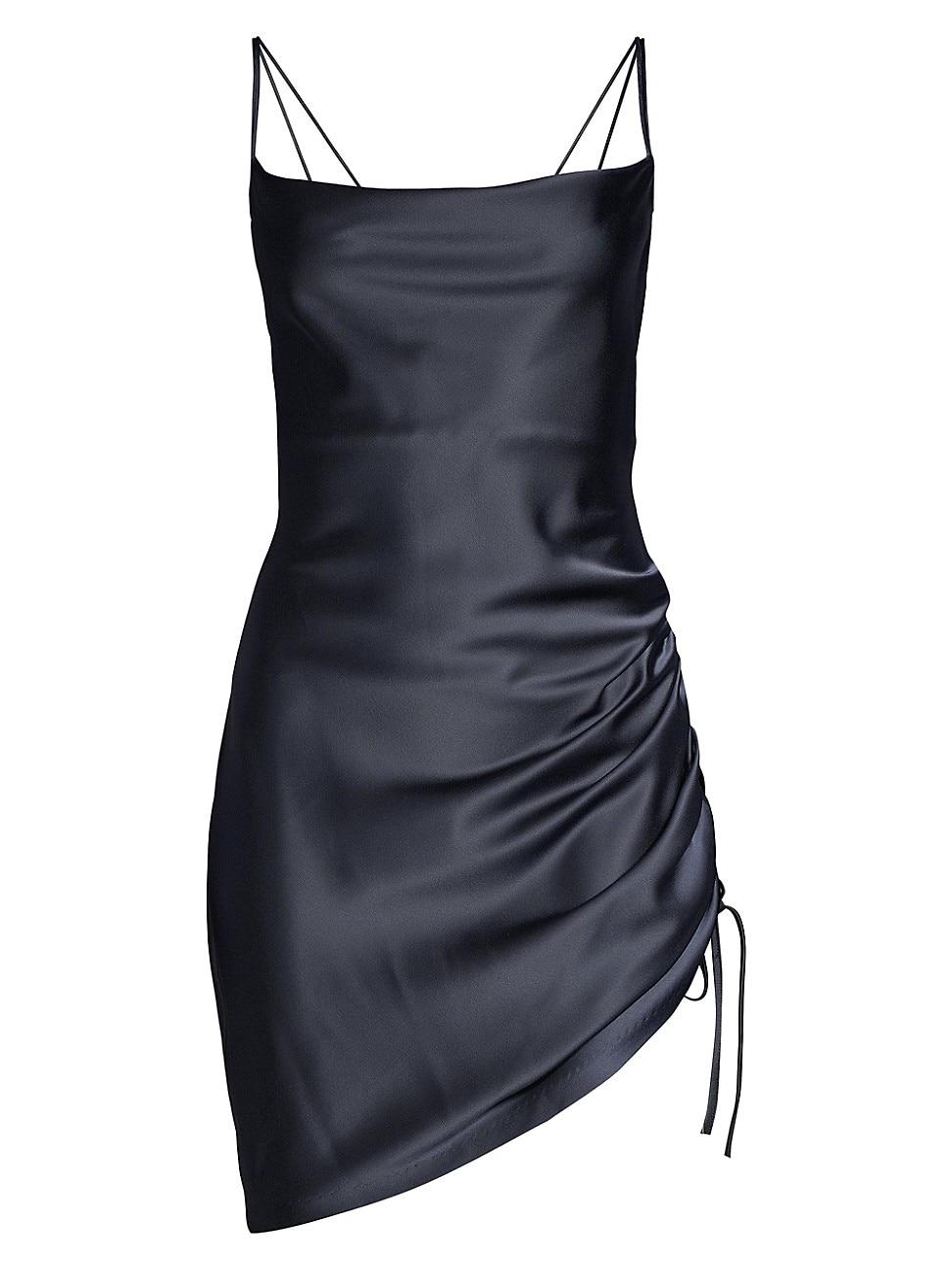 parker black ivy ruched satin dress