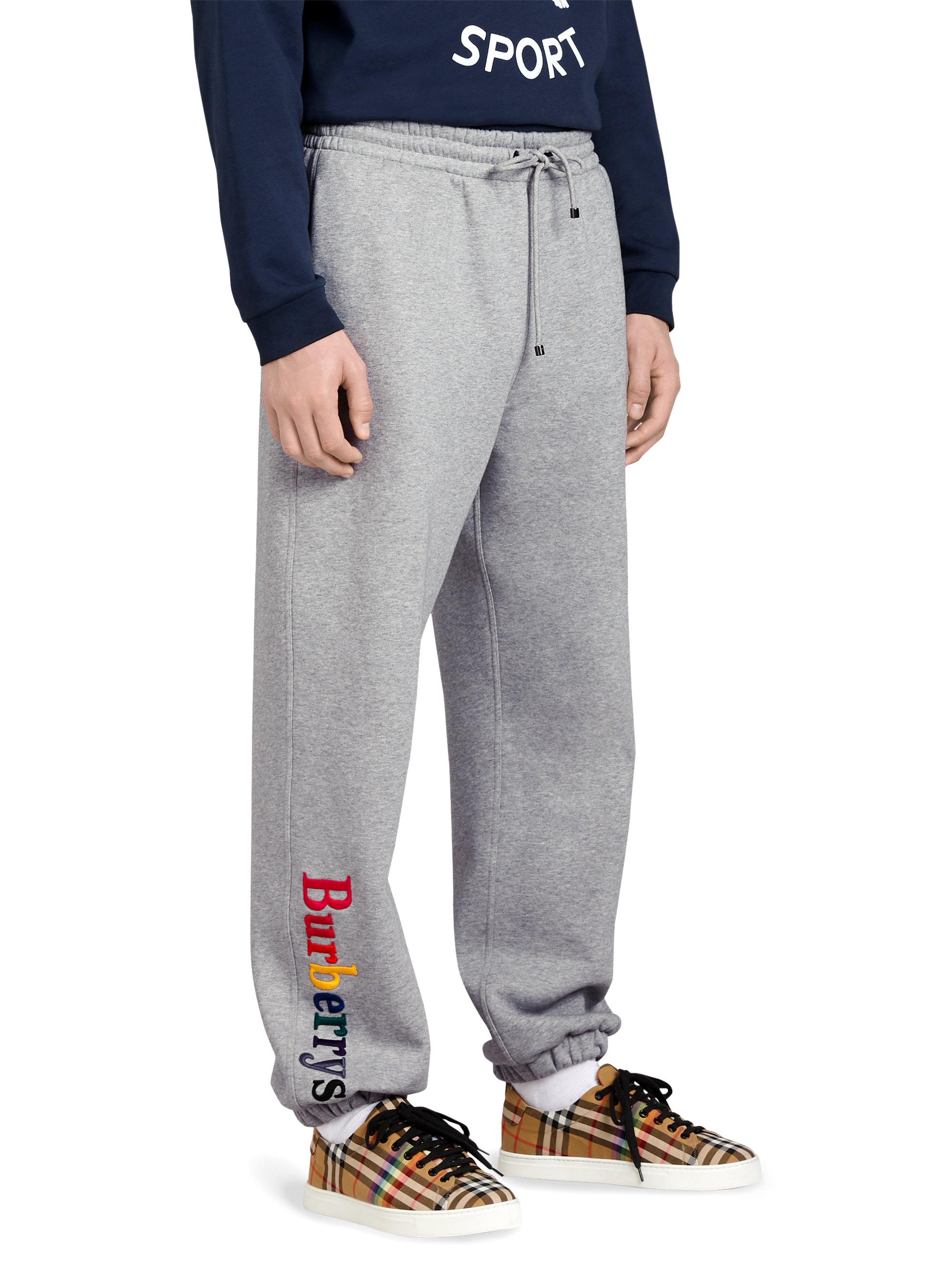 Burberry Cotton Rainbow Logo Sweatpants in Light Grey (Gray) for Men | Lyst