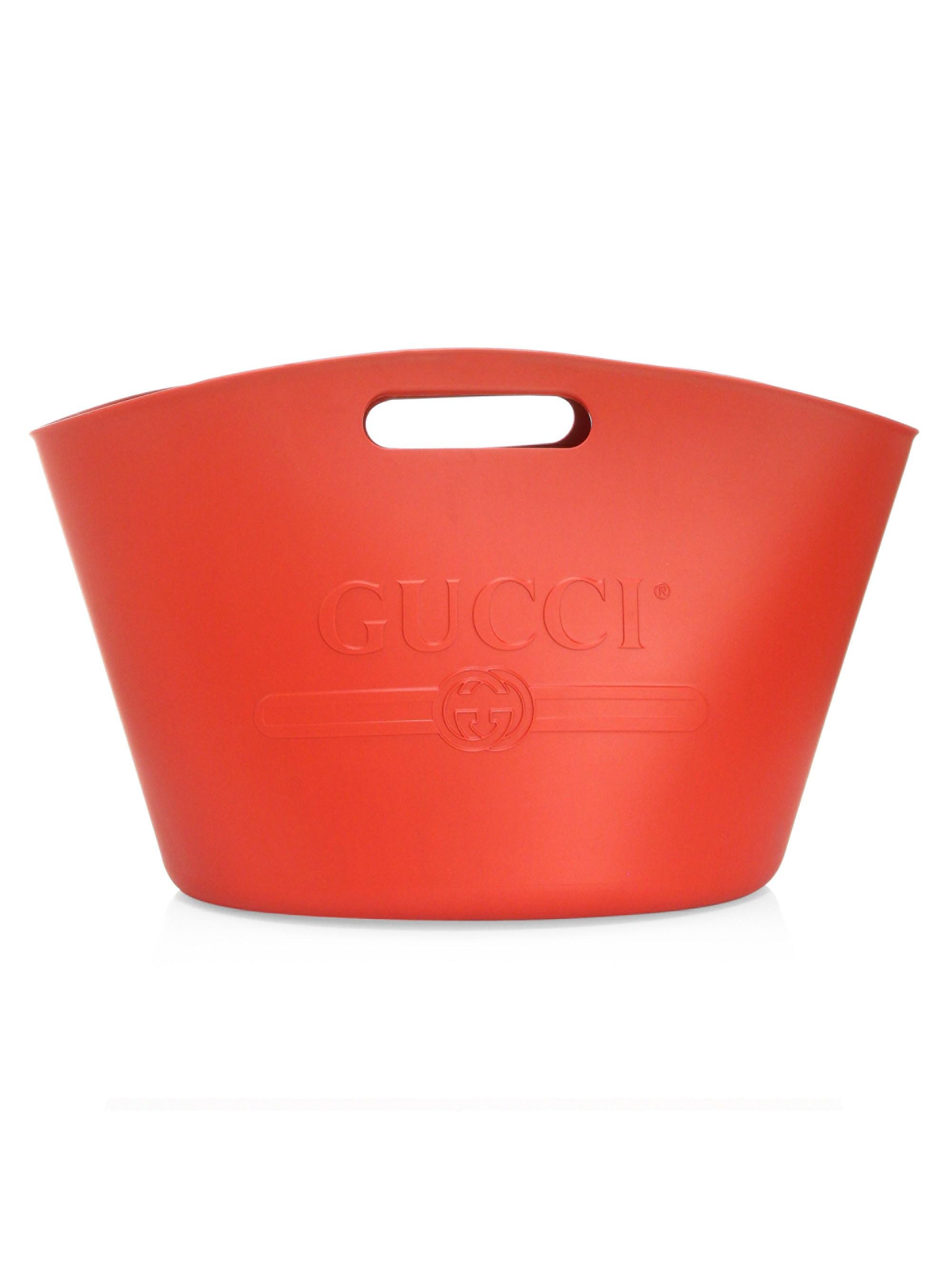 Gucci Rubber Bucket Tote Bag in Red - Lyst