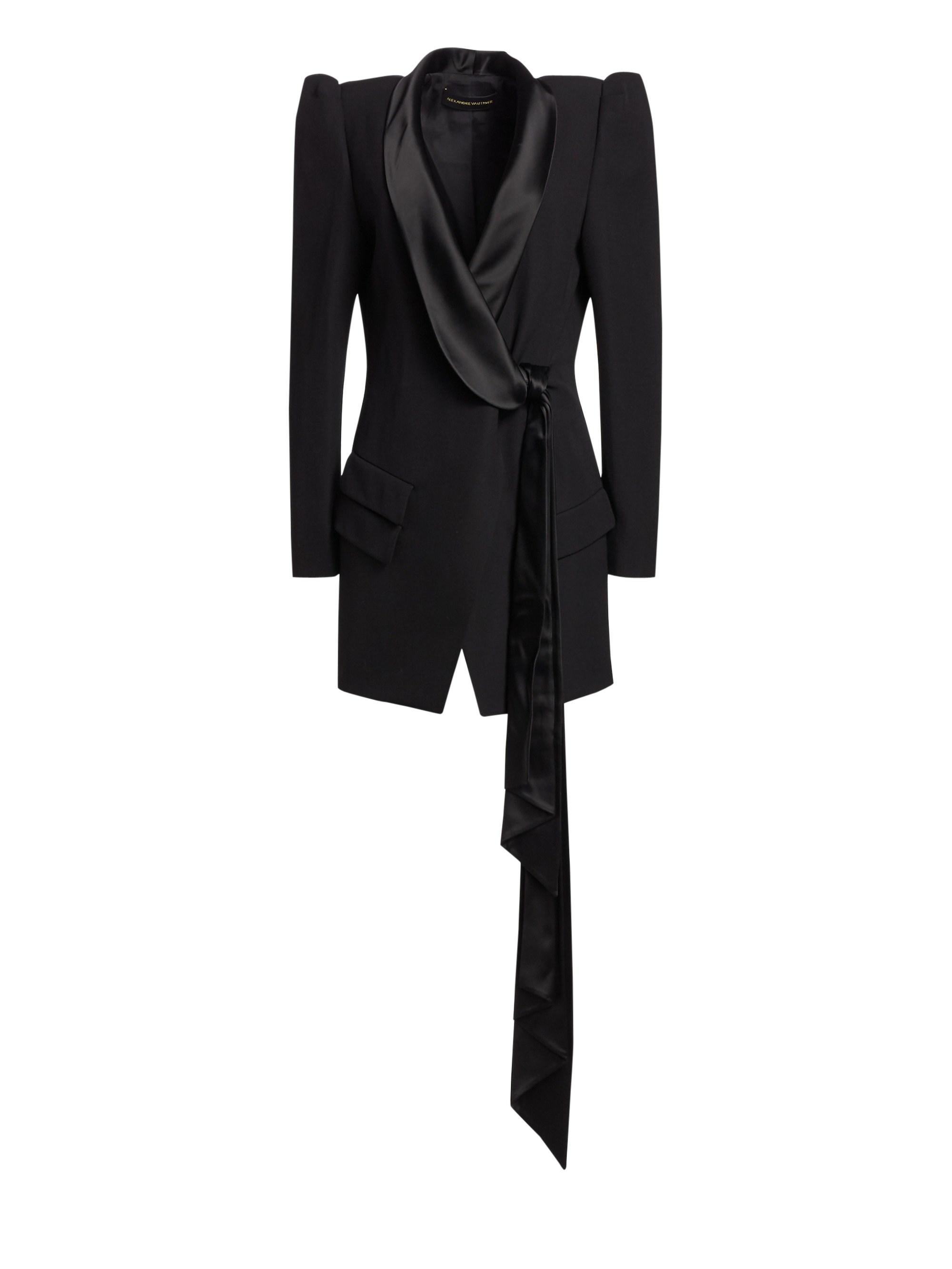 black puff sleeve button up blazer dress