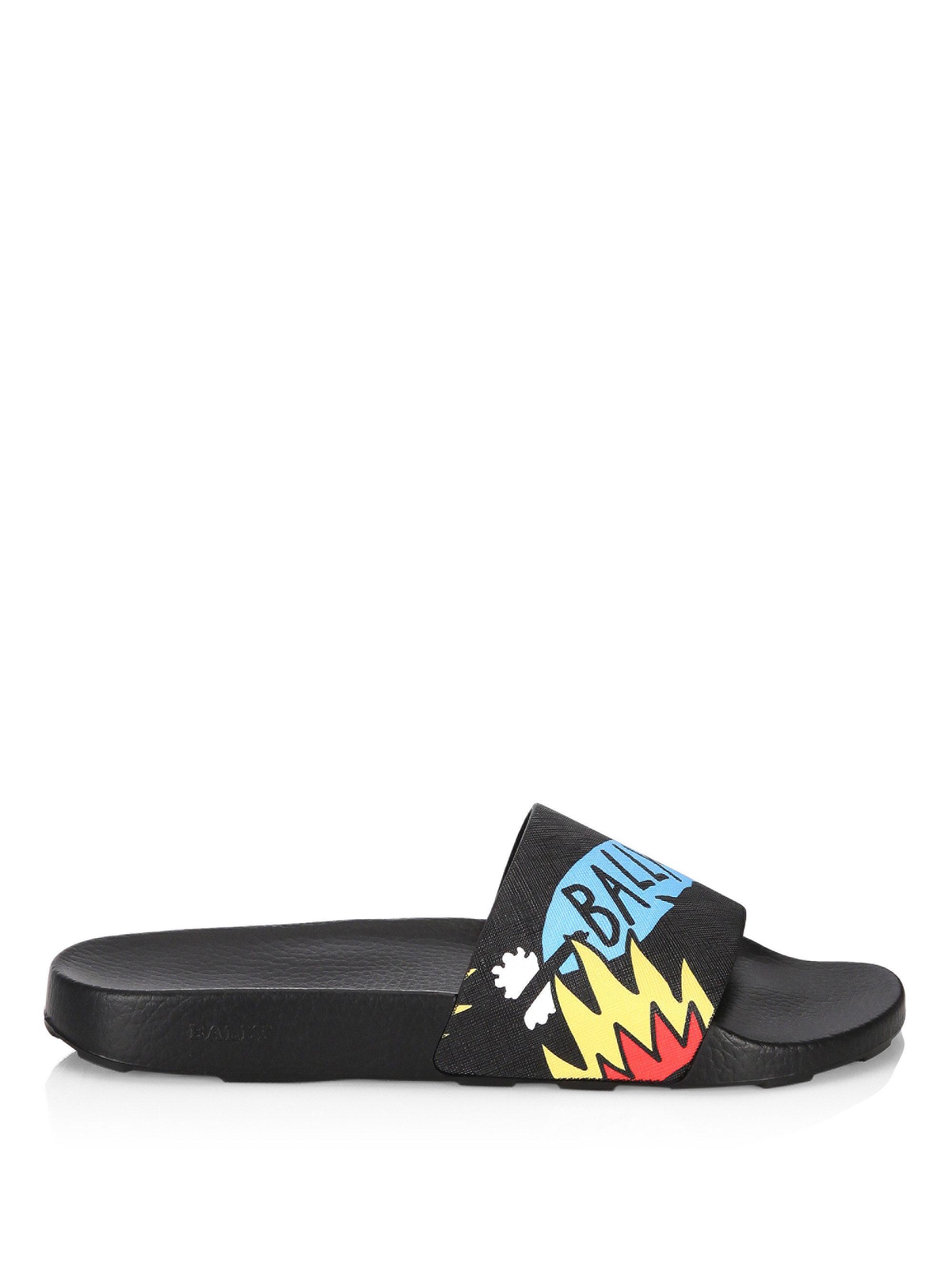 Bally X Swizz Beatz Slanter Canvas Slides in Black for Men | Lyst