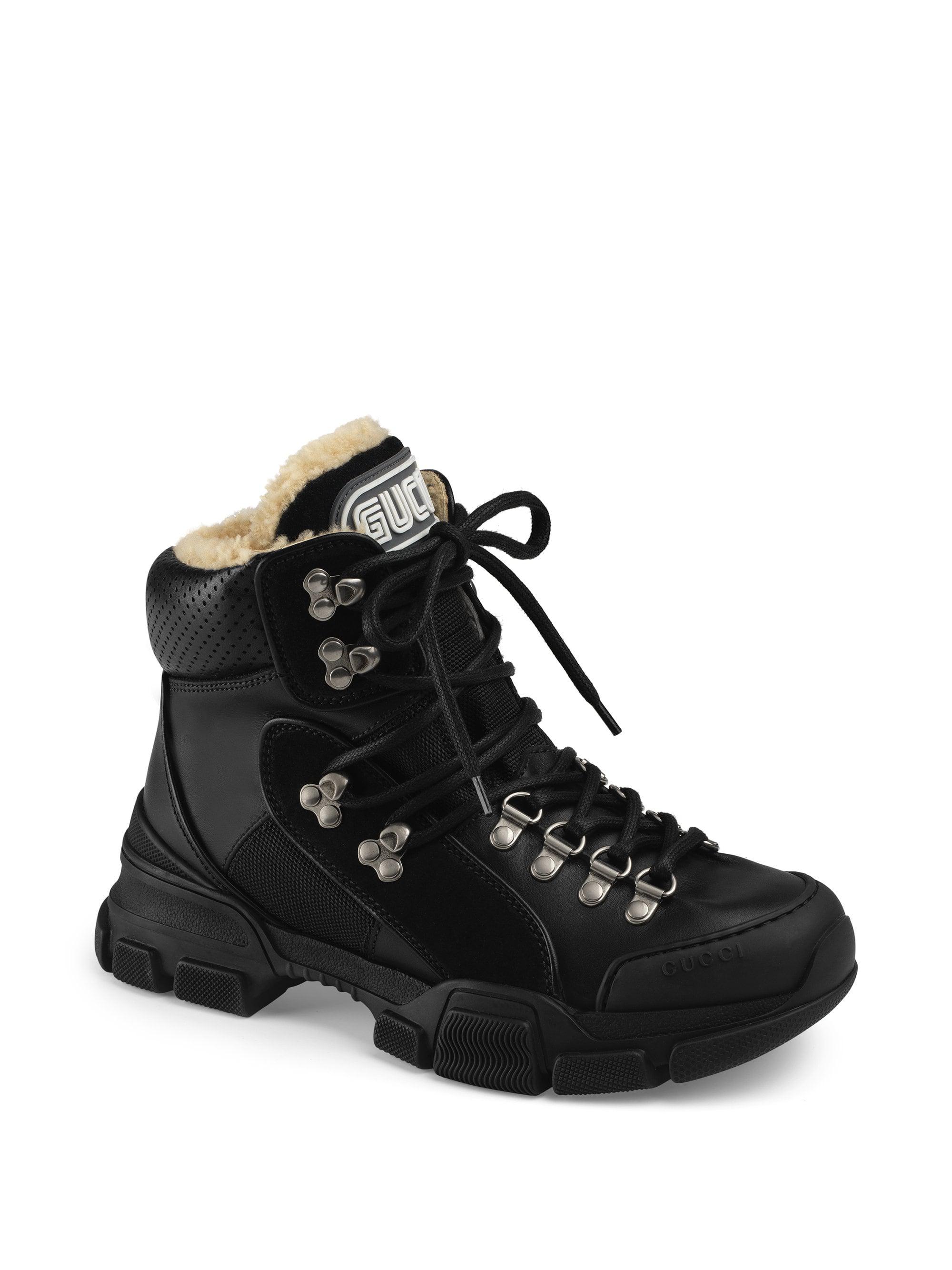 Gucci Suede Flashtrek Shearling-lined Hiker Boots in Black - Lyst