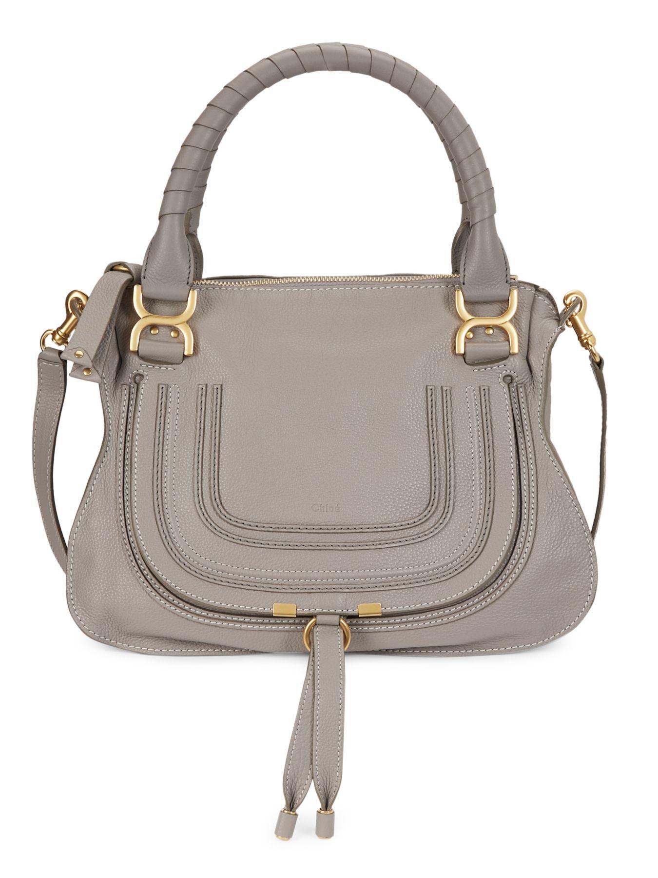 Chloé Leather Marcie Medium Satchel in Gray Lyst