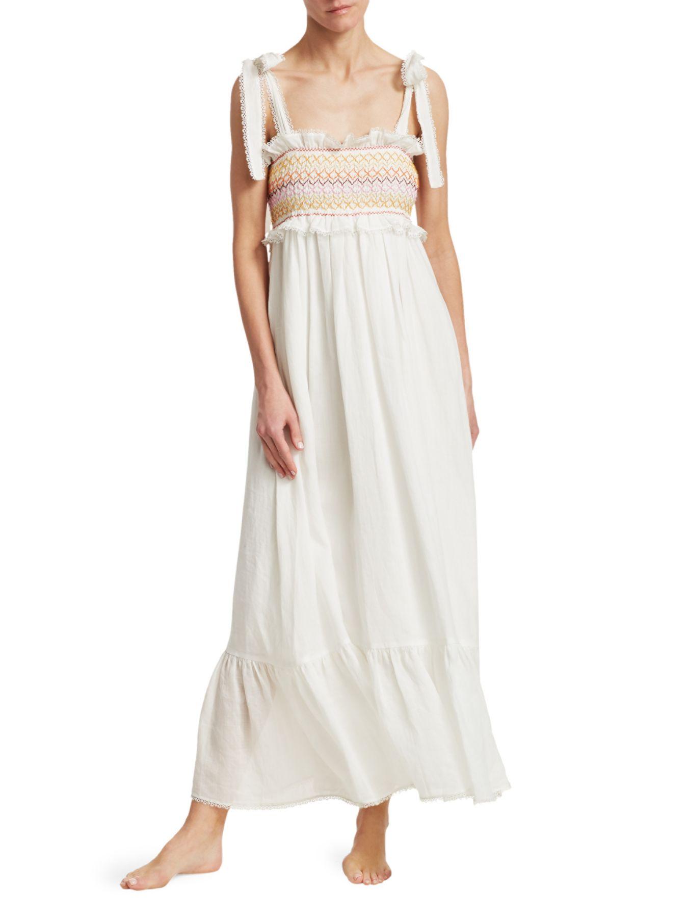 smocked linen dress