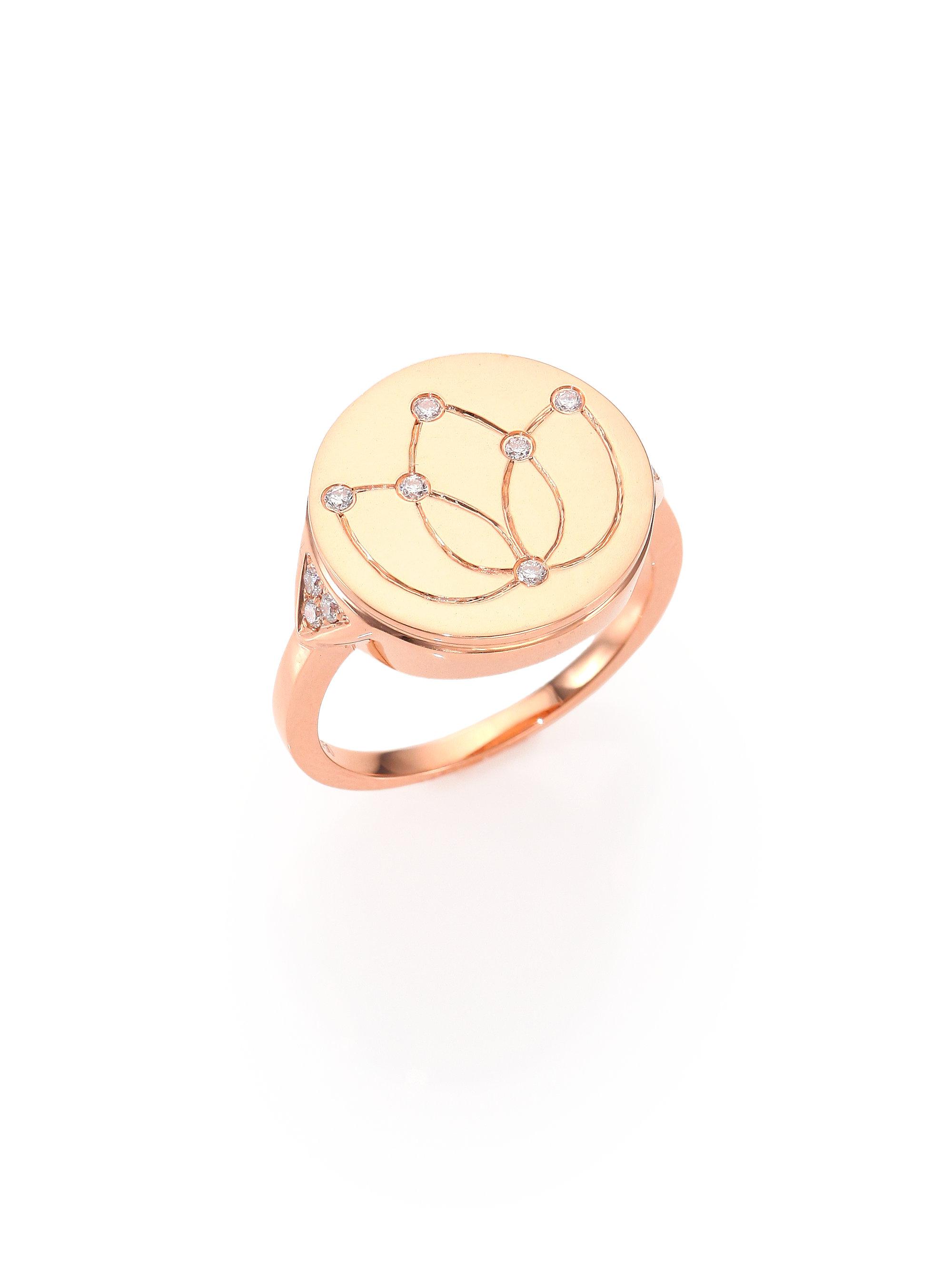 Devon Woodhill 18k Polished Rose Gold & Diamond Lotus Signet Ring in ...