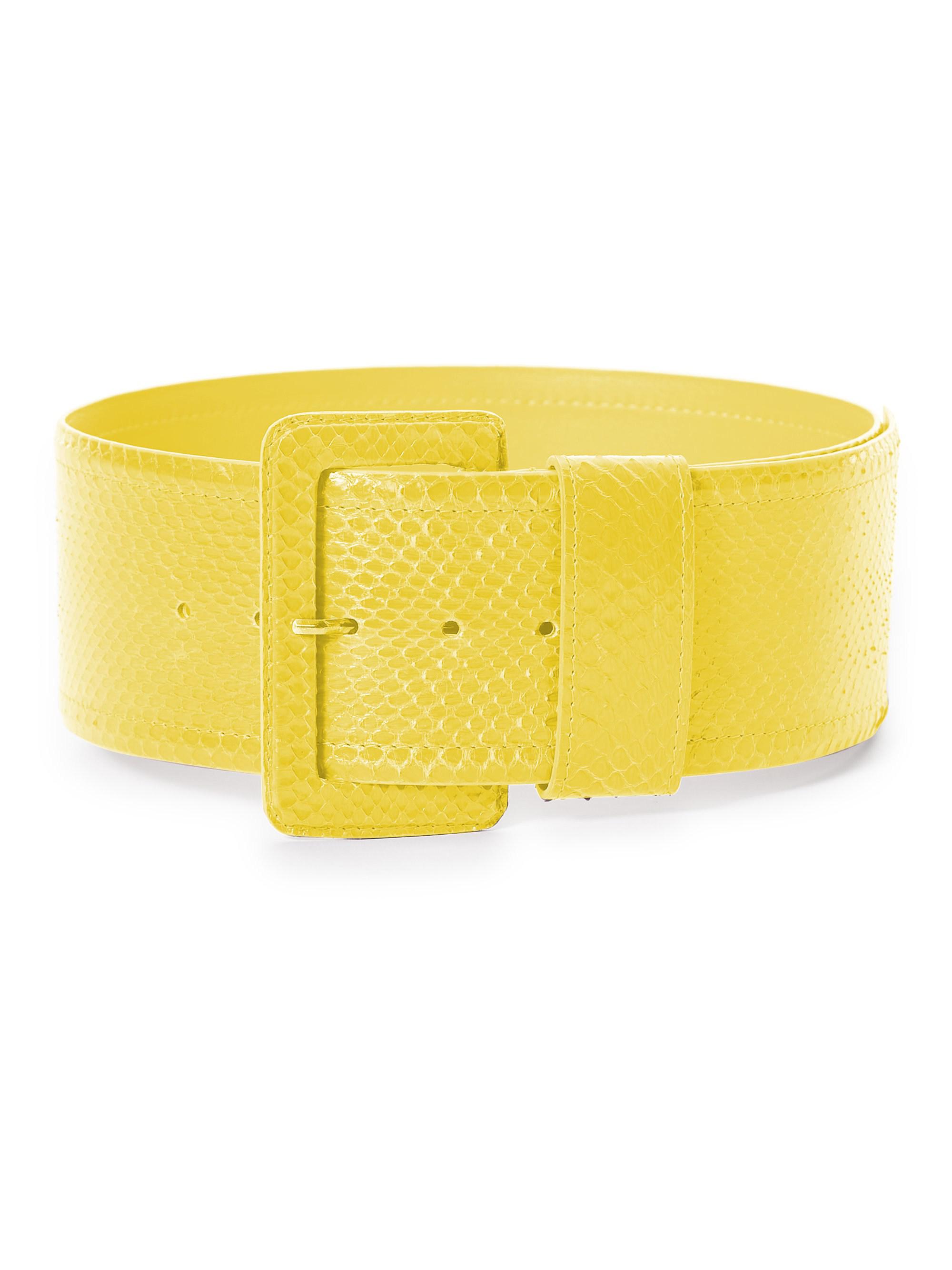 Carolina Herrera Leather Wide Watersnake Belt in Yellow - Lyst
