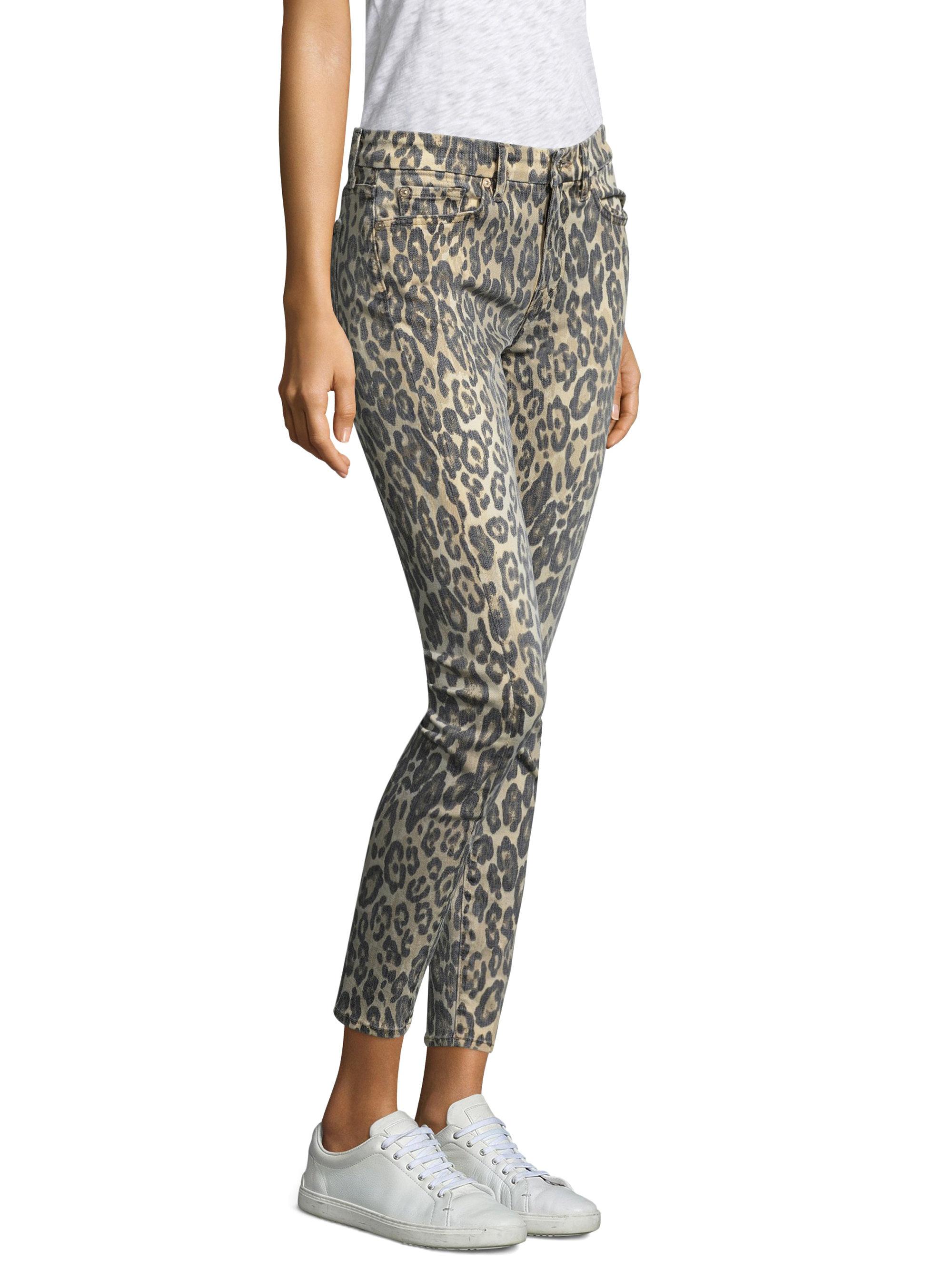 7 For All Mankind Denim Cheetah Print Jeans in Beige (Natural) | Lyst