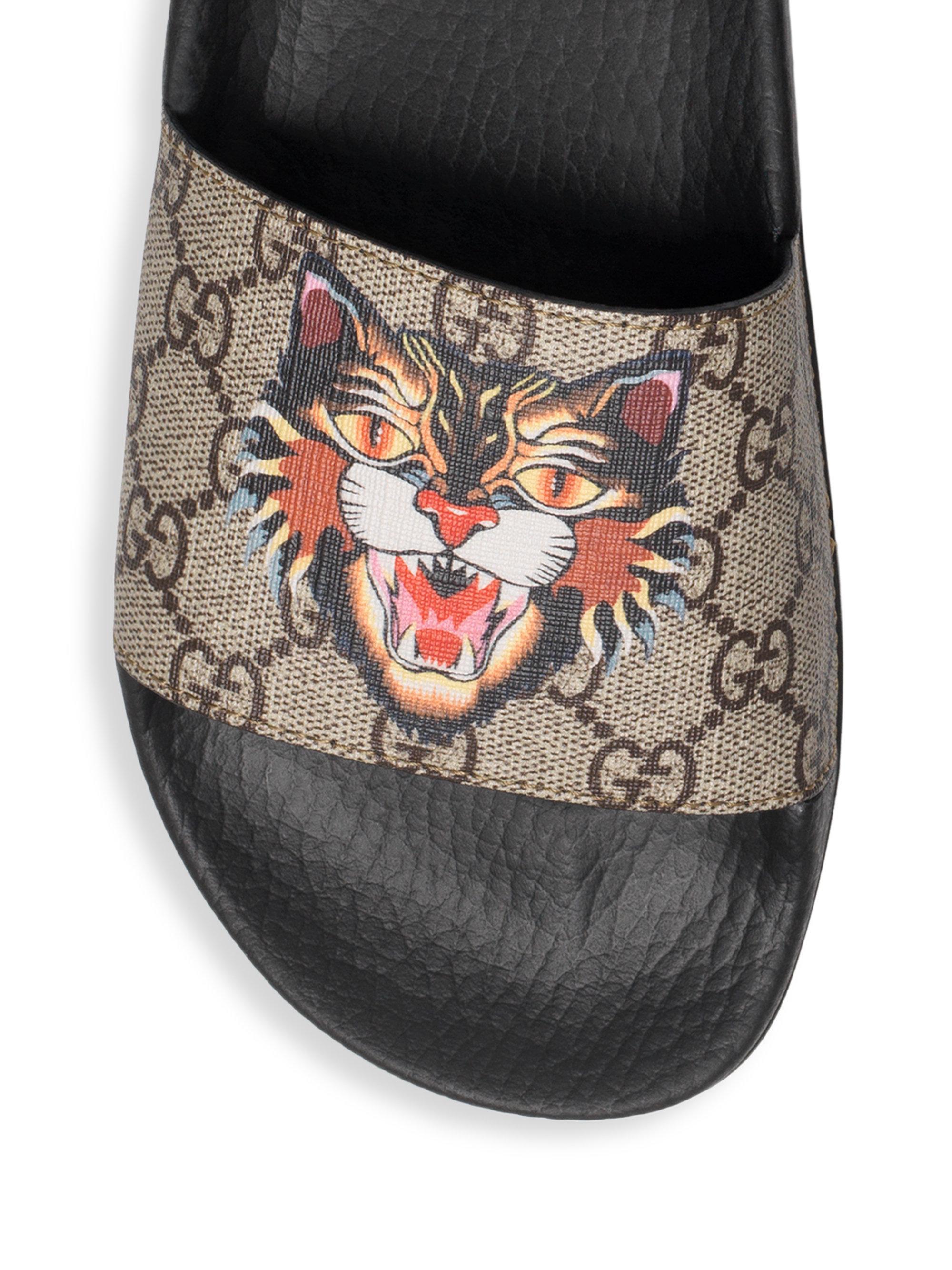 angry cat gucci slides