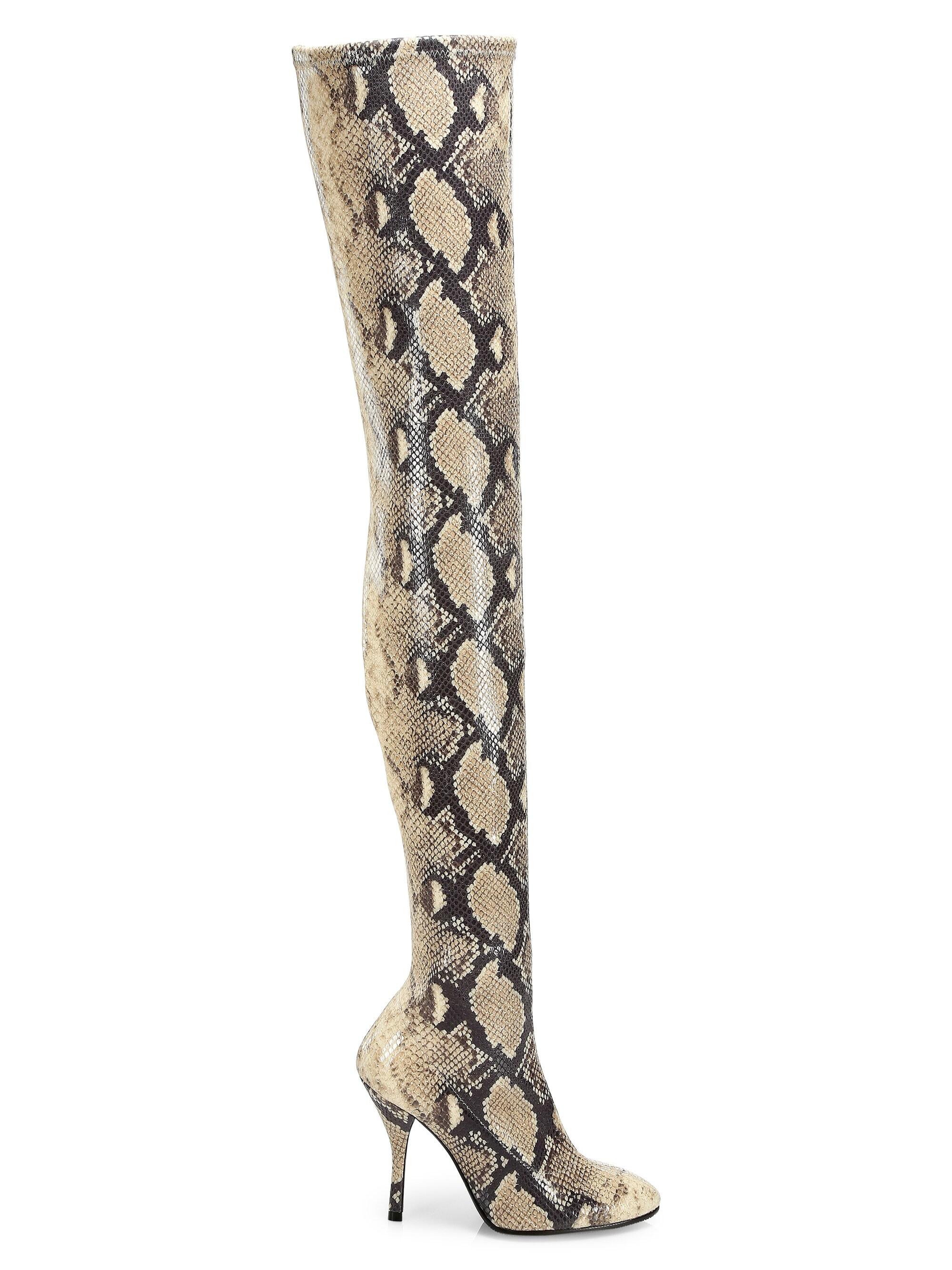 snake print low heel boots