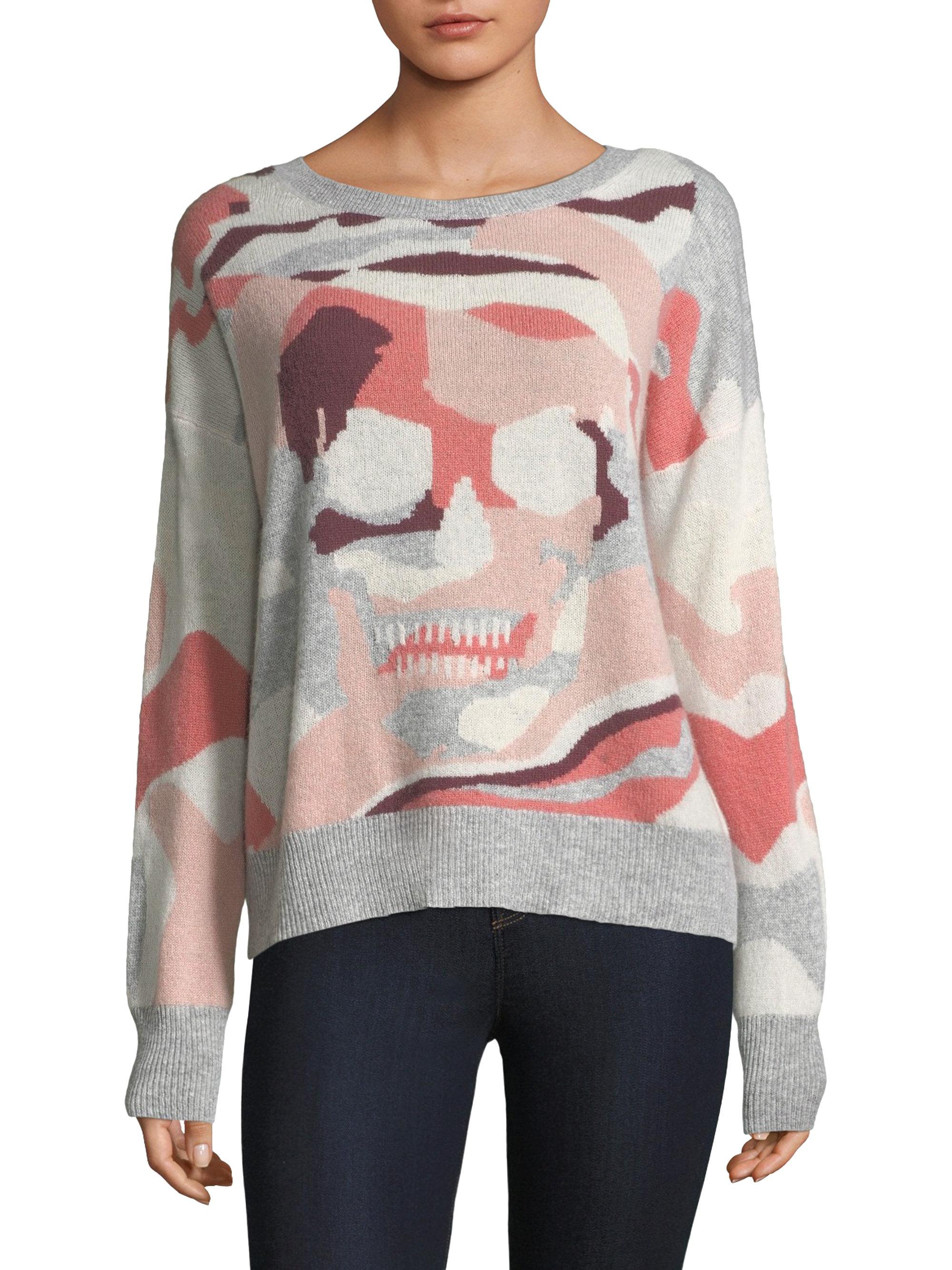 360cashmere Cashmere Camouflage Skull Sweater in Pink - Lyst
