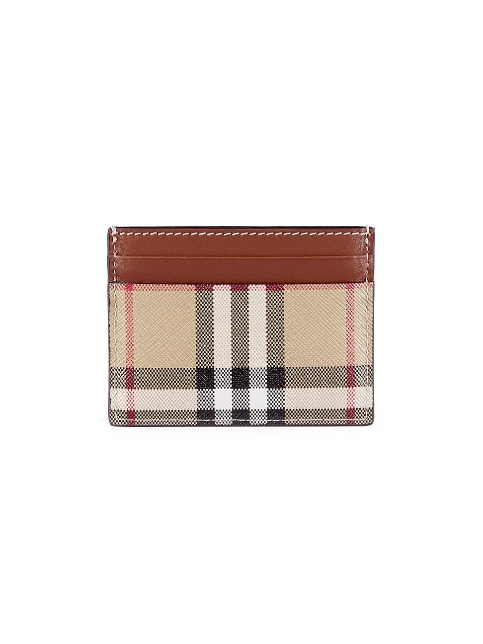 Burberry Sandon Leather Check Card Case in White | Lyst