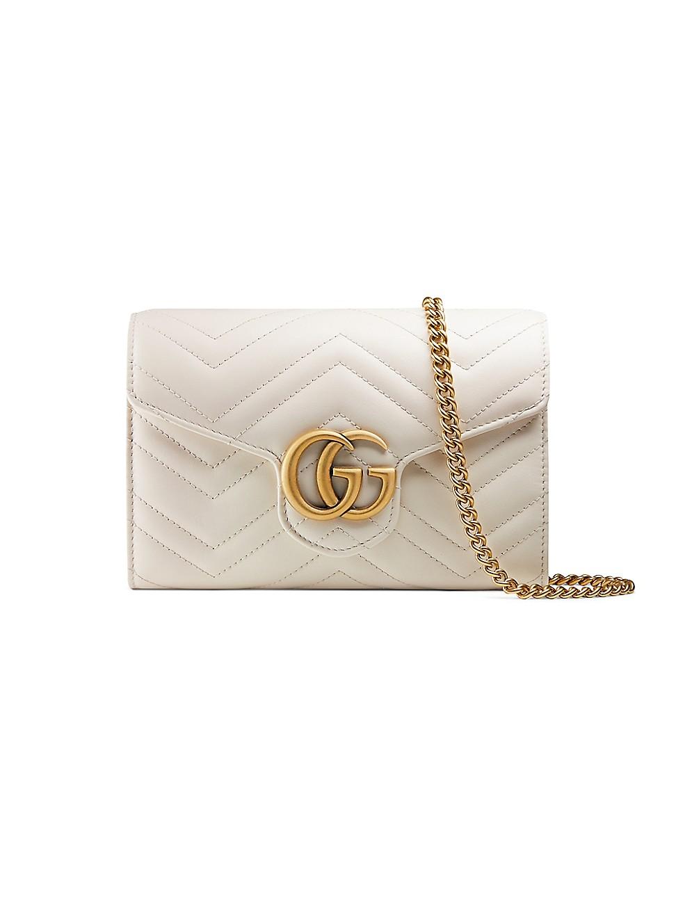 Gucci Leather GG Marmont Matelassé Mini Bag in White | Lyst