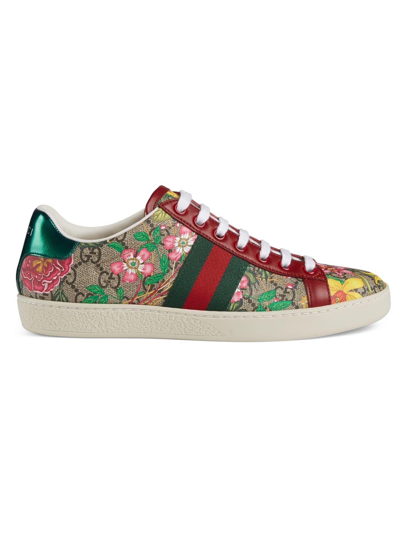 Gucci Canvas Ace GG Floral Sneakers - Lyst