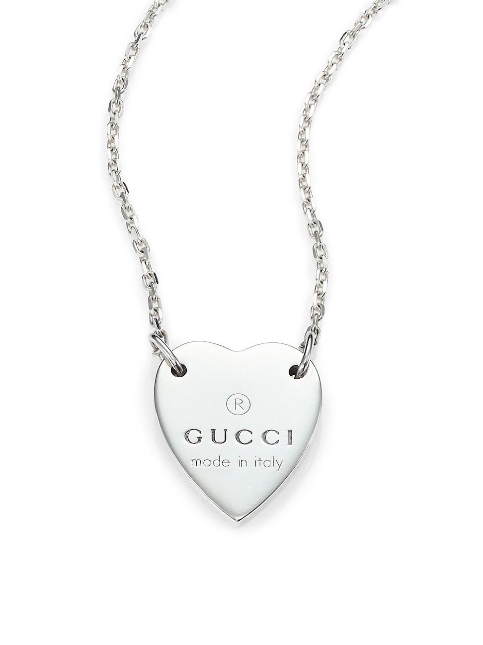 gucci sterling silver heart pendant necklace