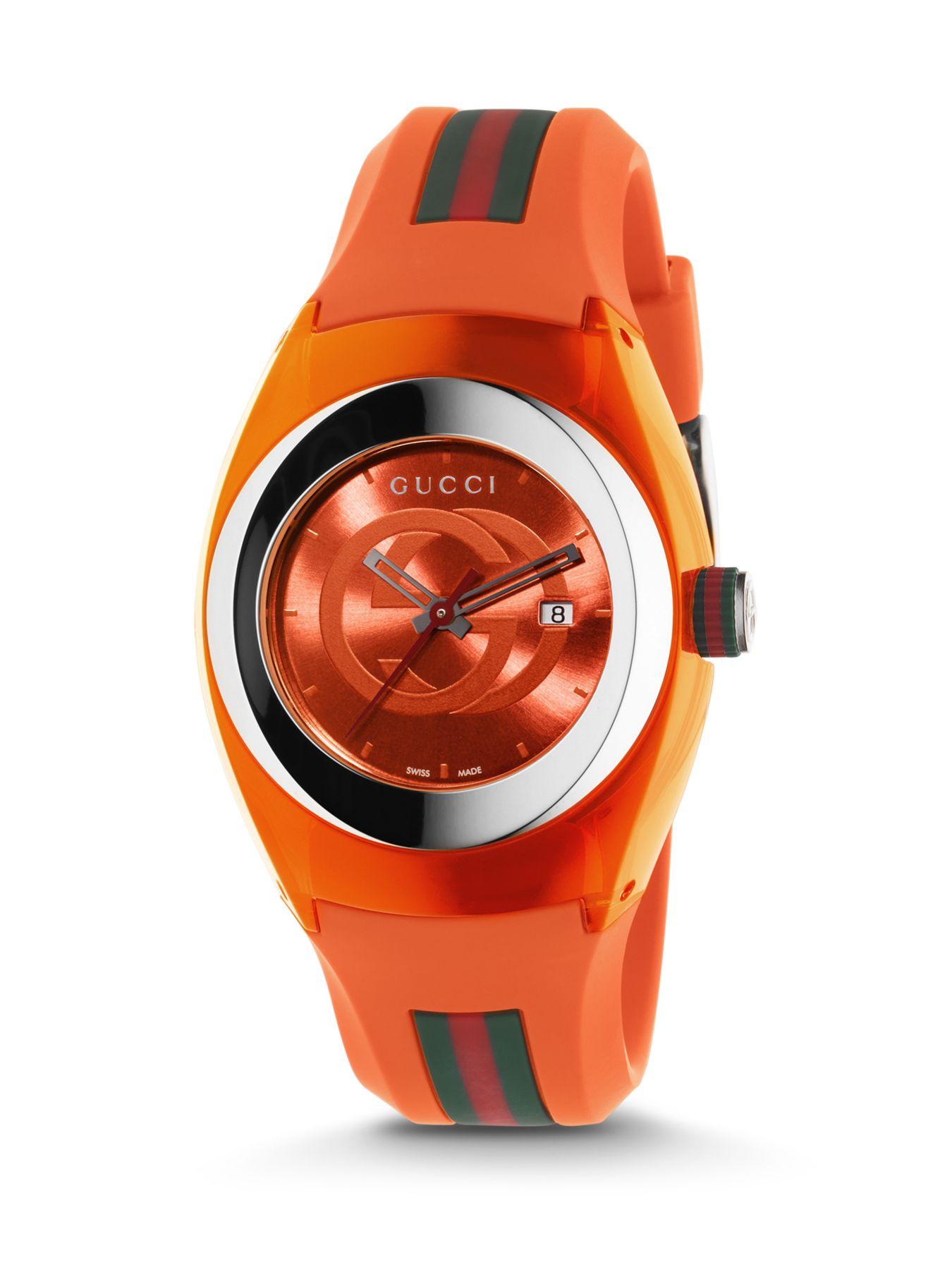 Gucci Signature Orange Rubber Strap Watch for Men | Lyst