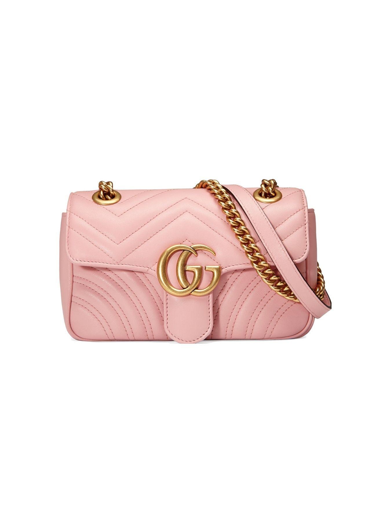 Gucci Synthetic GG Marmont Matelassé Mini Bag in Pink | Lyst