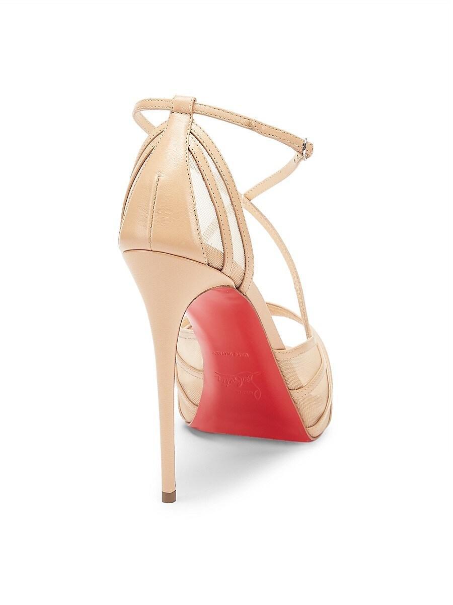 Christian Louboutin Filamenta Peep-toe Leather Sandals in Natural | Lyst