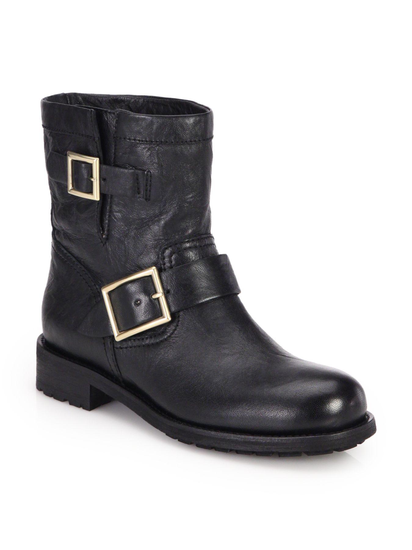 Jimmy Choo Leather Youth Buckled Biker Boot in Black - Save 57% - Lyst