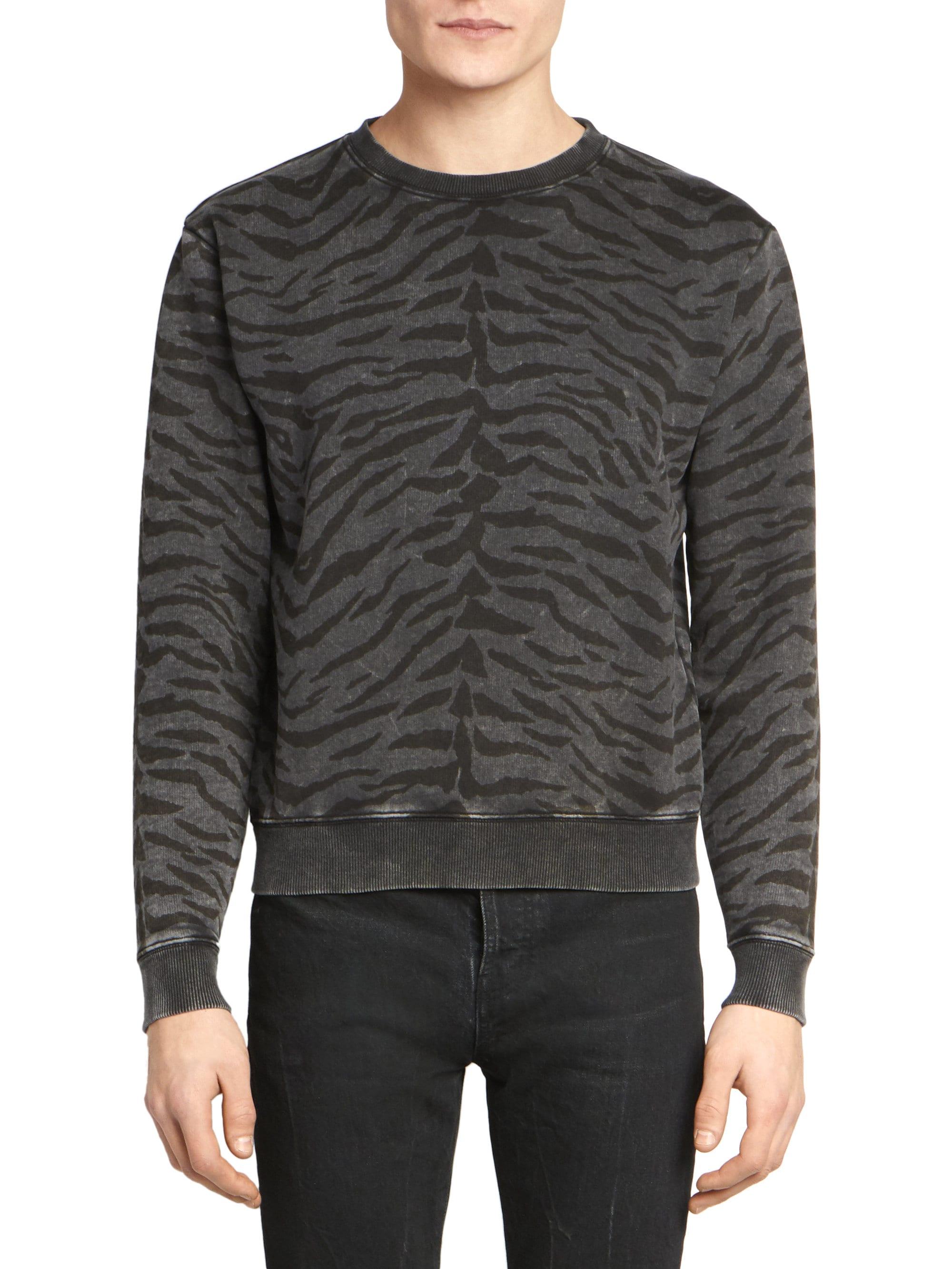 Saint Laurent Zebra Print Sweater in Black for Men - Lyst