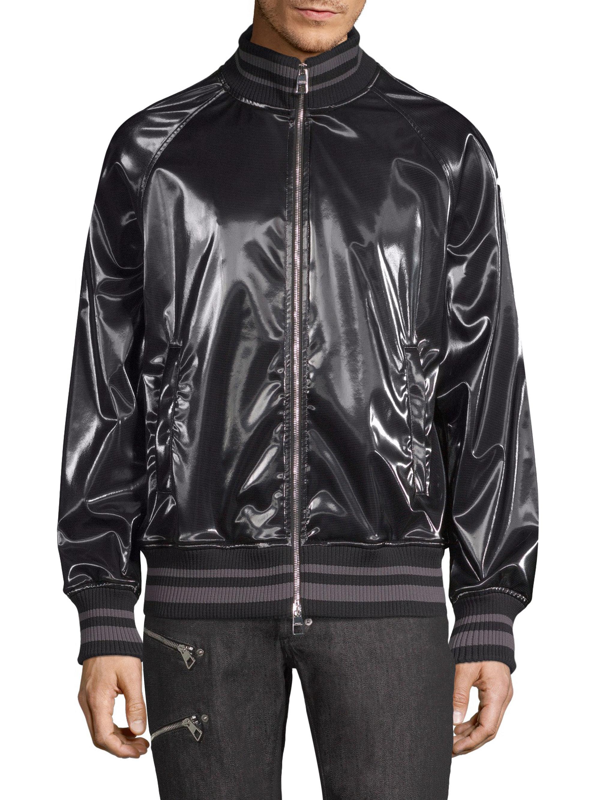 Versace Shiny Fullzip Bomber Jacket in Black for Men Lyst