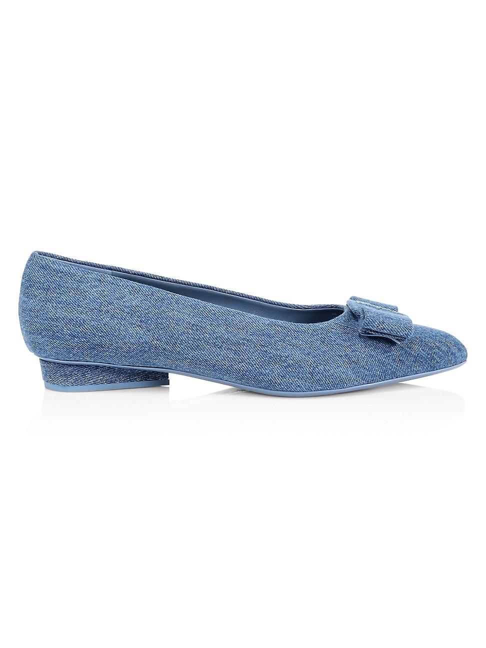 Ferragamo Viva Bow Denim Ballerina 