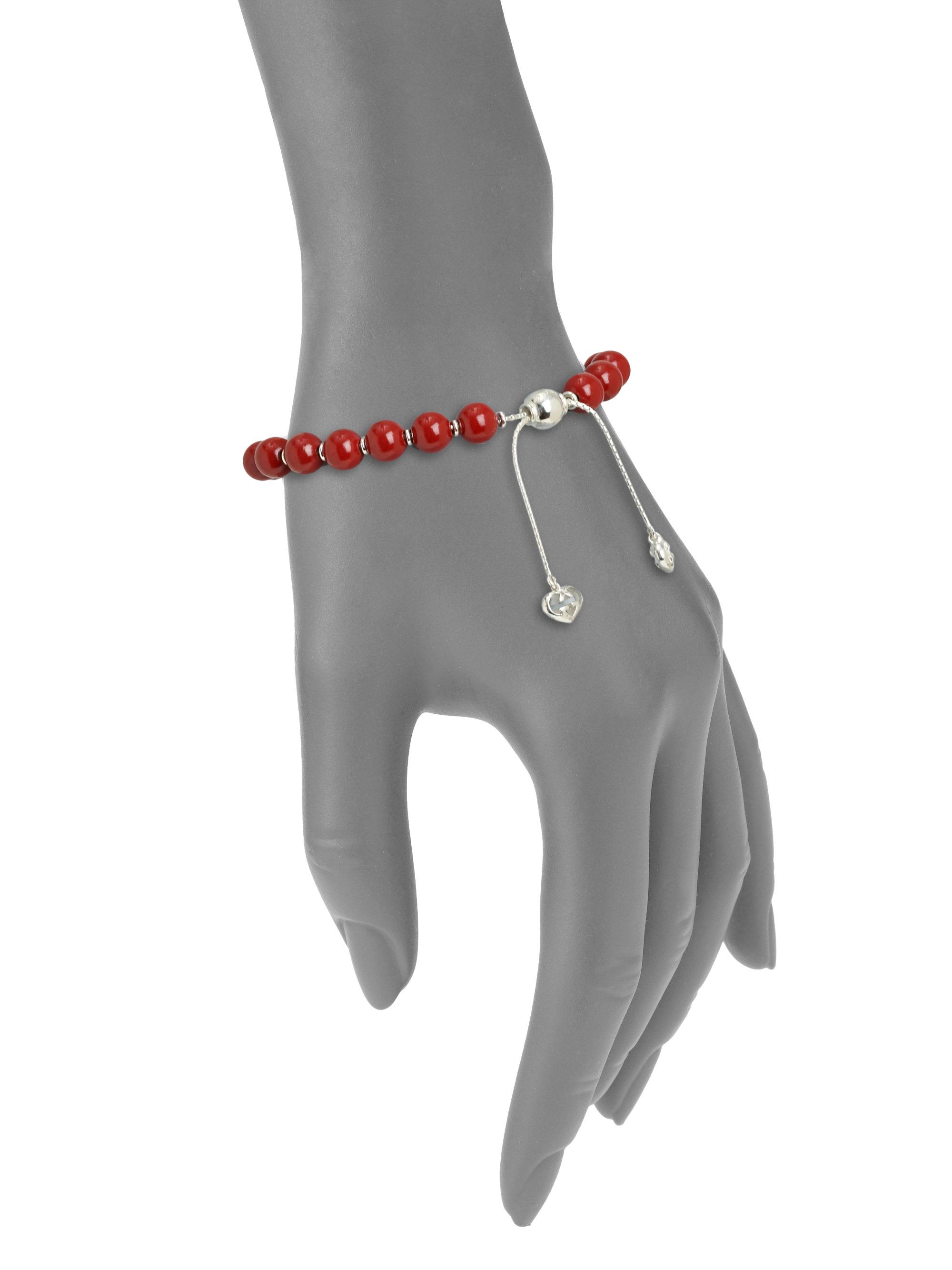 gucci silver beaded bracelet